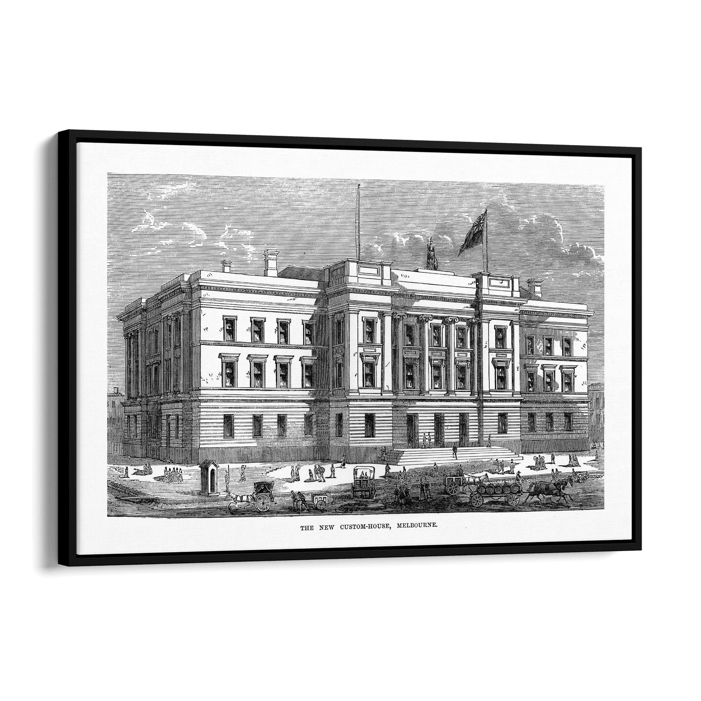 Customs House, Melbourne Vintage Drawing Wall Art - The Affordable Art Company