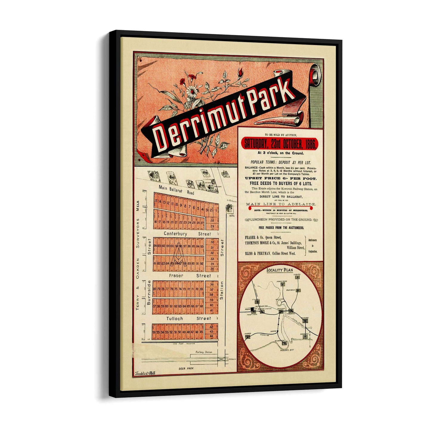 Derrimut Melbourne Vintage Real Estate Advert Art - The Affordable Art Company