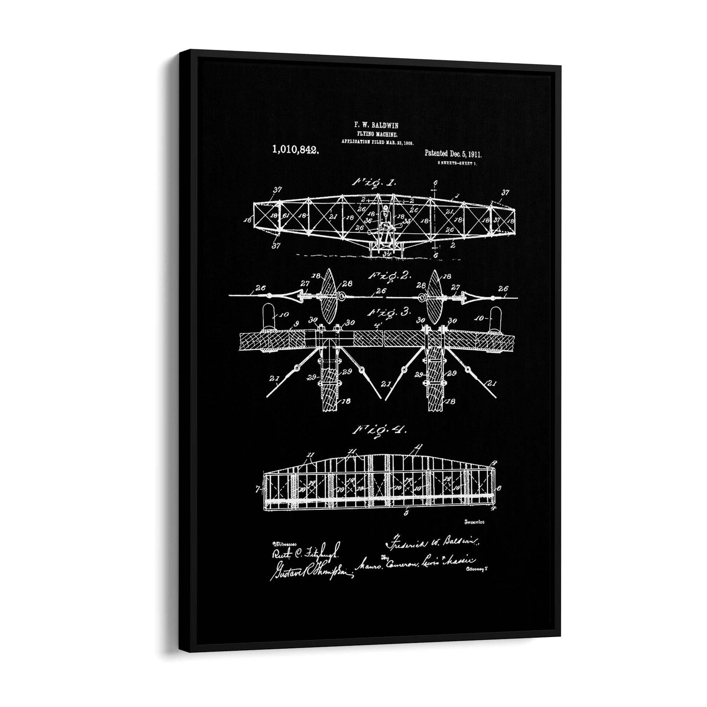 Airplane Patent Vintage Minimal Man Cave Wall Art #1 - The Affordable Art Company