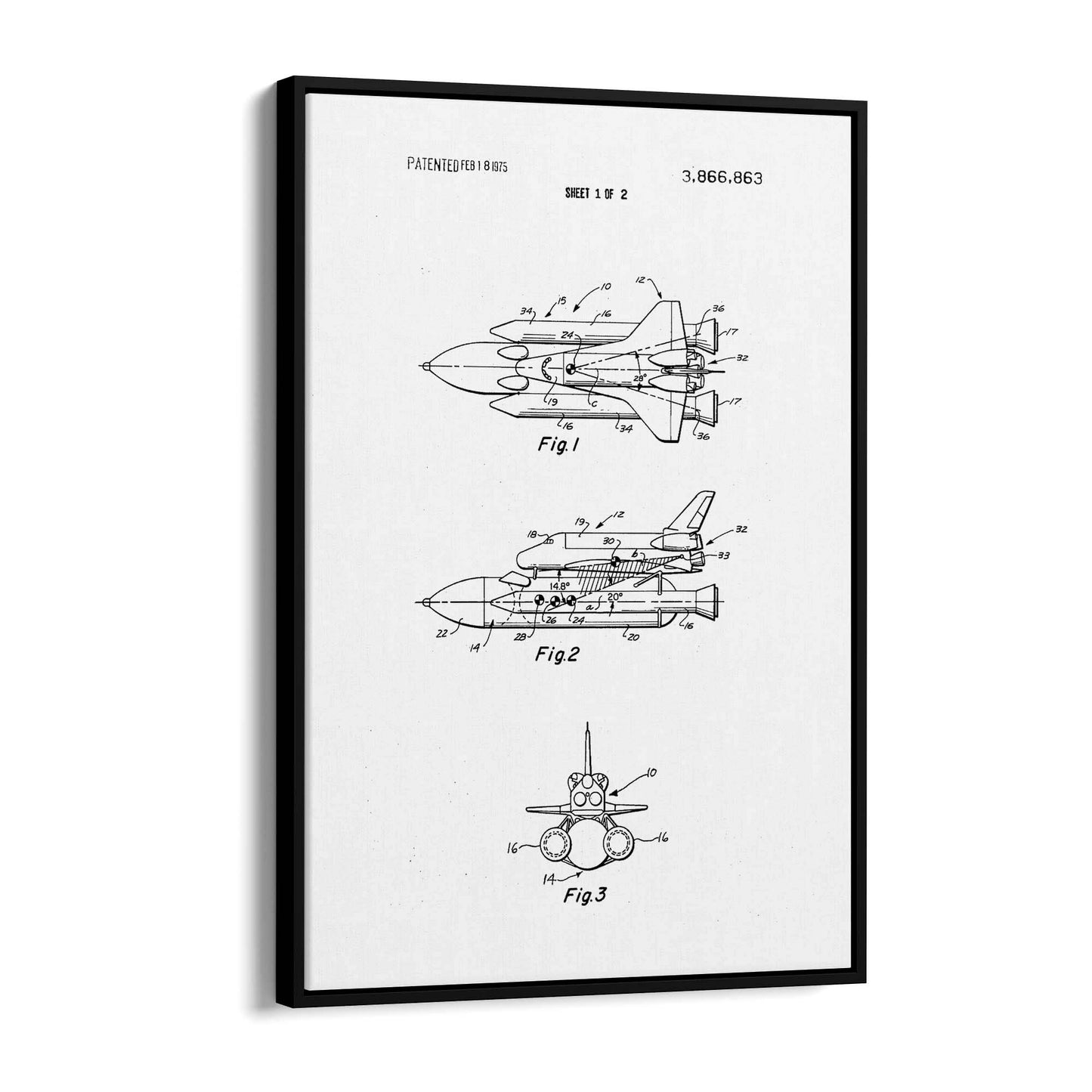 Vintage Space Shuttle Patent Wall Art #2 - The Affordable Art Company