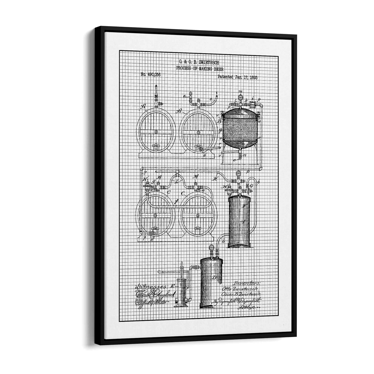 Vintage Beer Making Patent Man Cave Gift Wall Art #2 - The Affordable Art Company