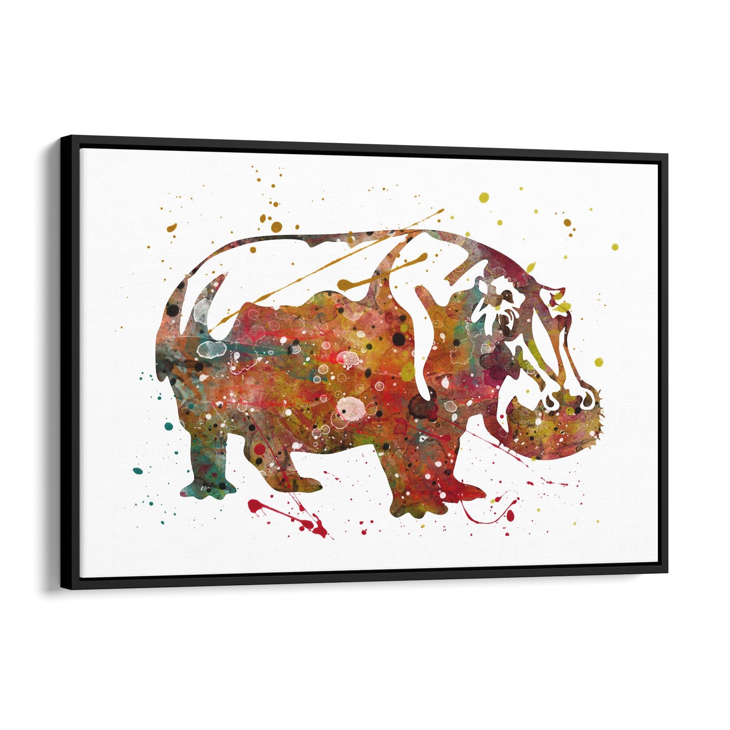 Watercolour Hippo Painting Animal Nursery Wall Art - The Affordable Art Company
