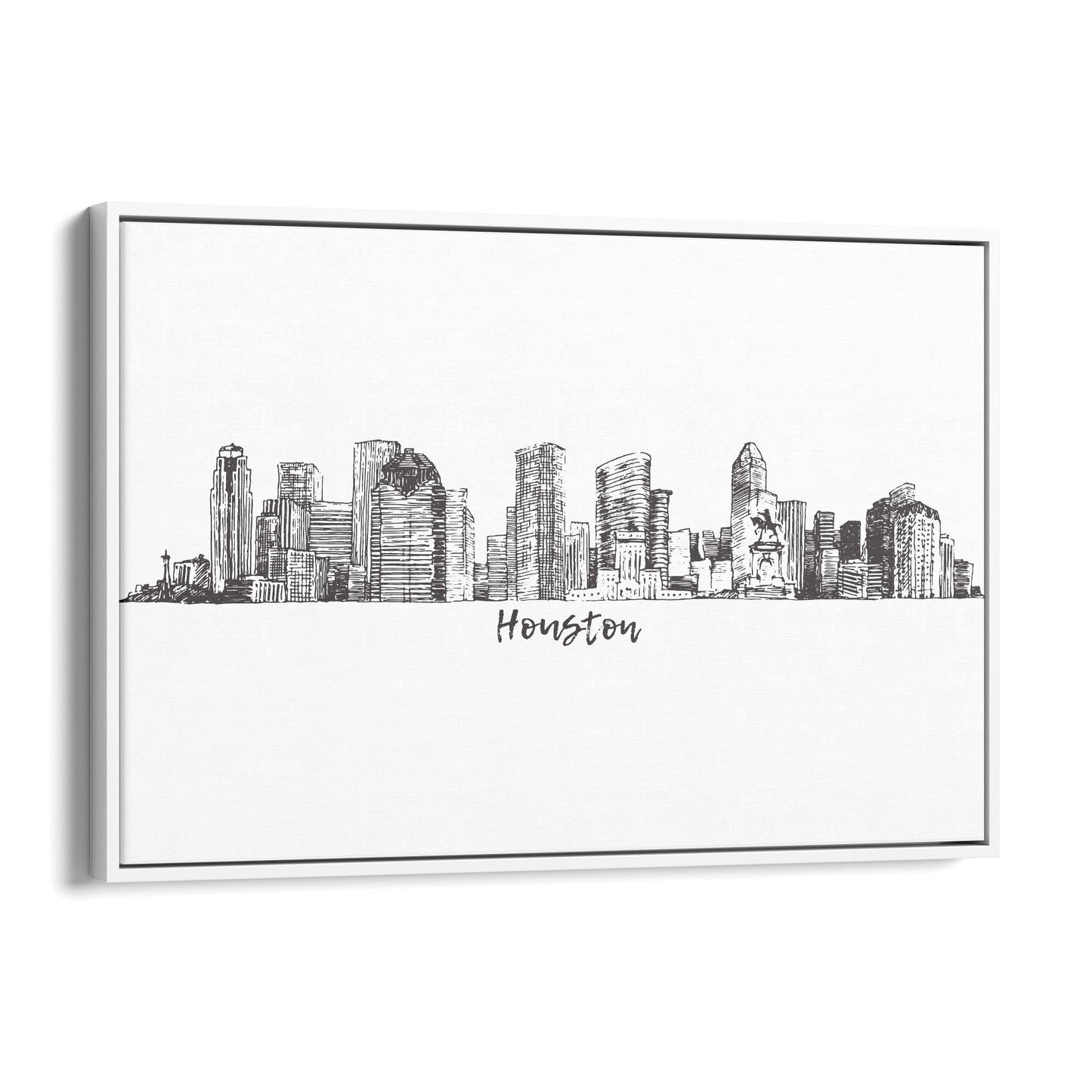 Houston Texas Skyline Drawing Minimal Wall Art - The Affordable Art Company