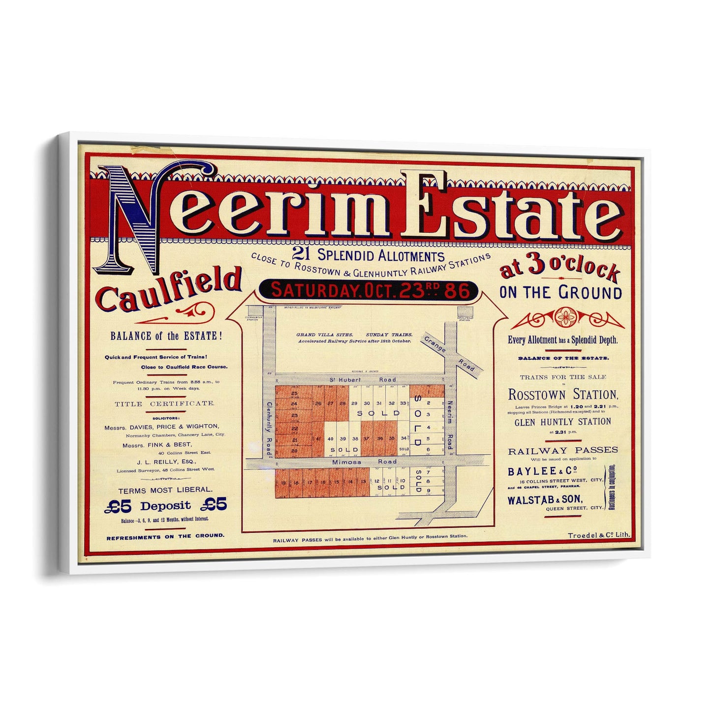 Caulfield Melbourne Vintage Real Estate Advert Art #1 - The Affordable Art Company