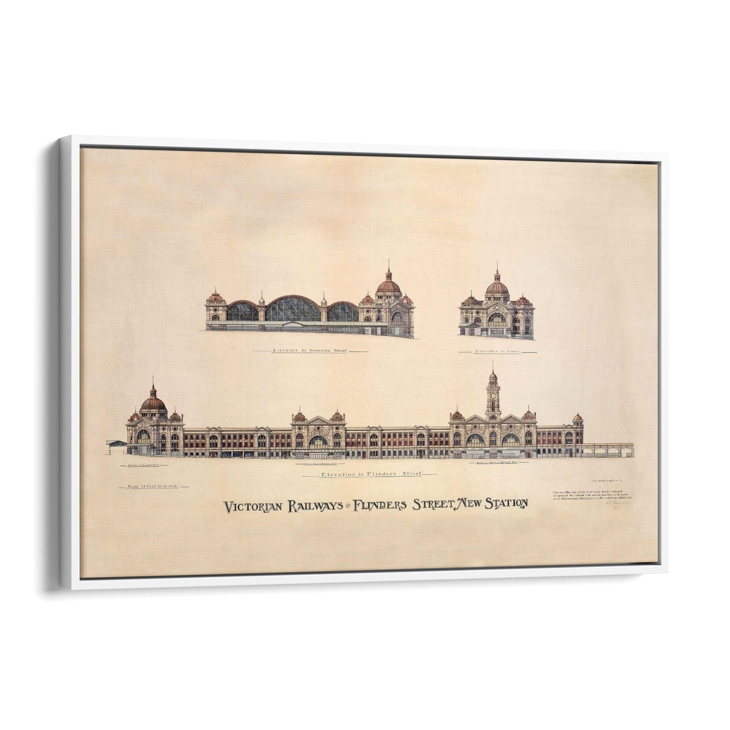 Flinders St Station Melbourne Vintage Drawing Art #1 - The Affordable Art Company