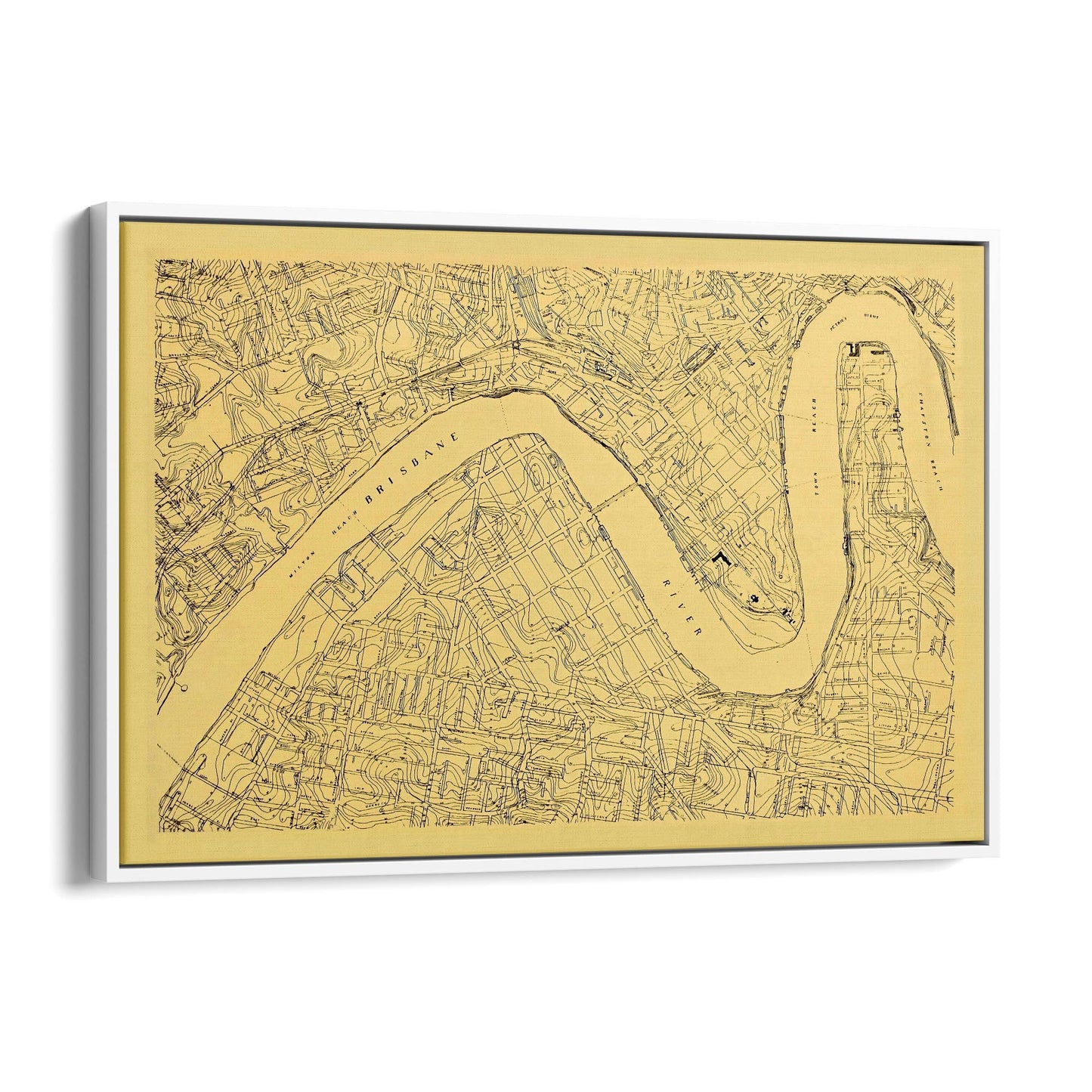 Brisbane Queensland Vintage Map Wall Art - The Affordable Art Company