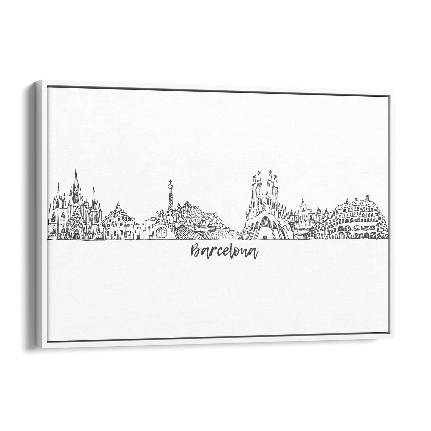 Barcelona Spain Minimal Drawing Cityscape Wall Art - The Affordable Art Company