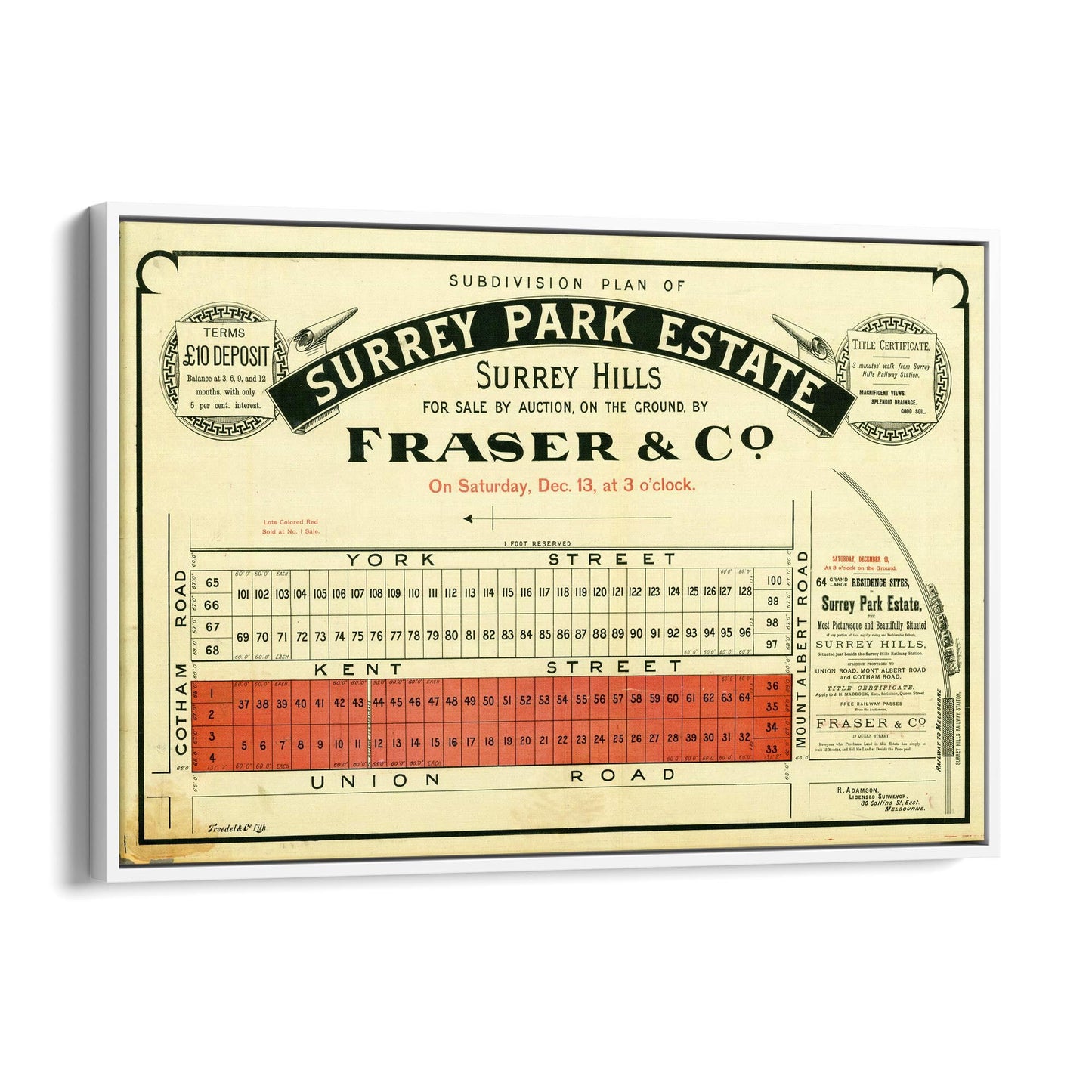 Surrey Hills Melbourne Vintage Real Estate Wall Art #4 - The Affordable Art Company
