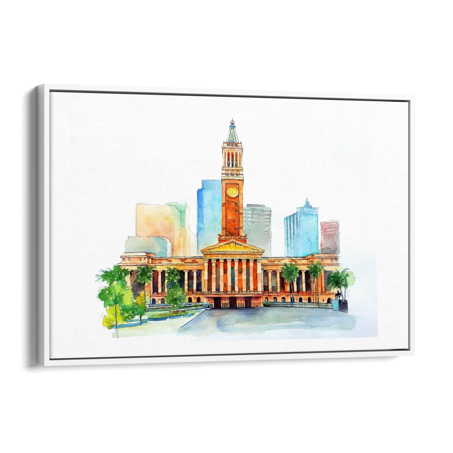 Brisbane City Queensland Hall Painting Wall Art - The Affordable Art Company