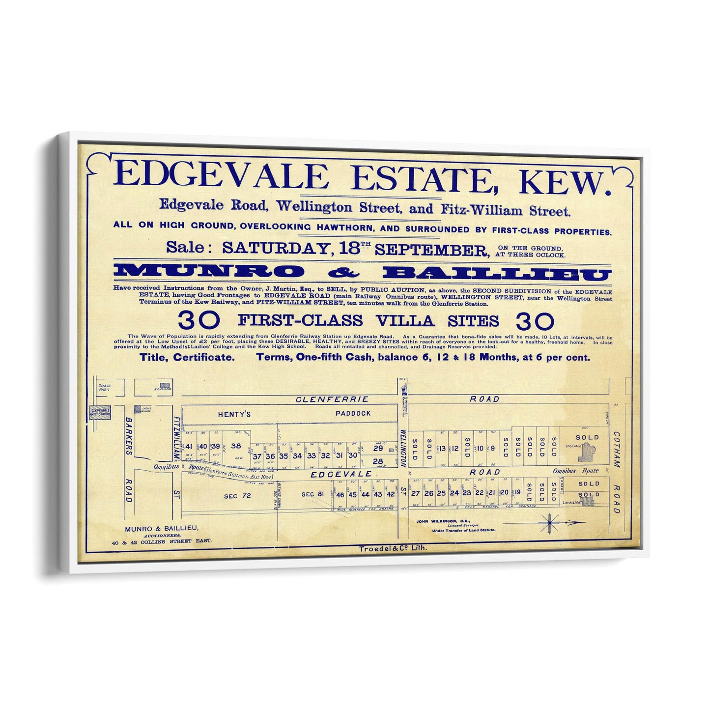 Kew Melbourne Vintage Real Estate Advert Wall Art #3 - The Affordable Art Company