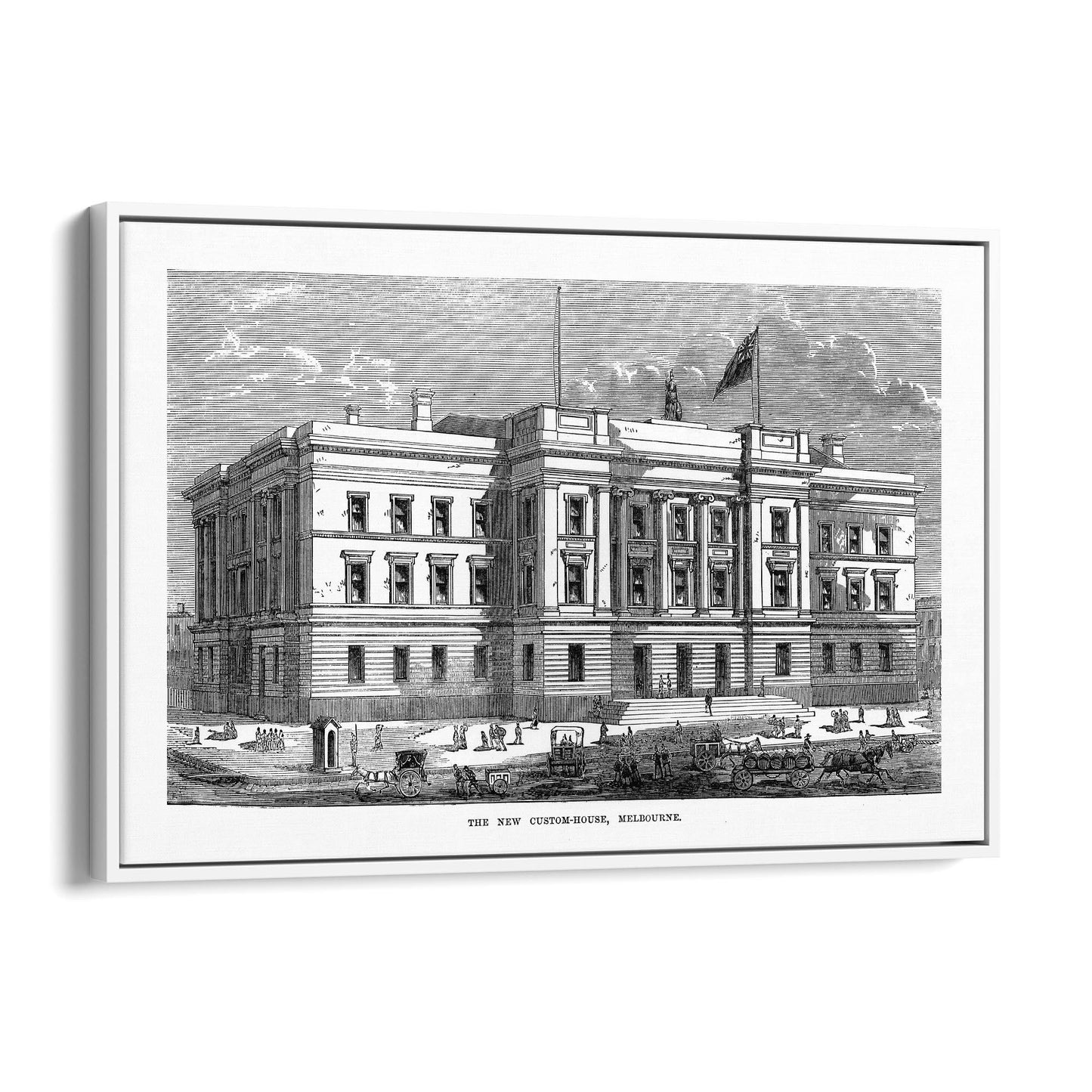 Customs House, Melbourne Vintage Drawing Wall Art - The Affordable Art Company