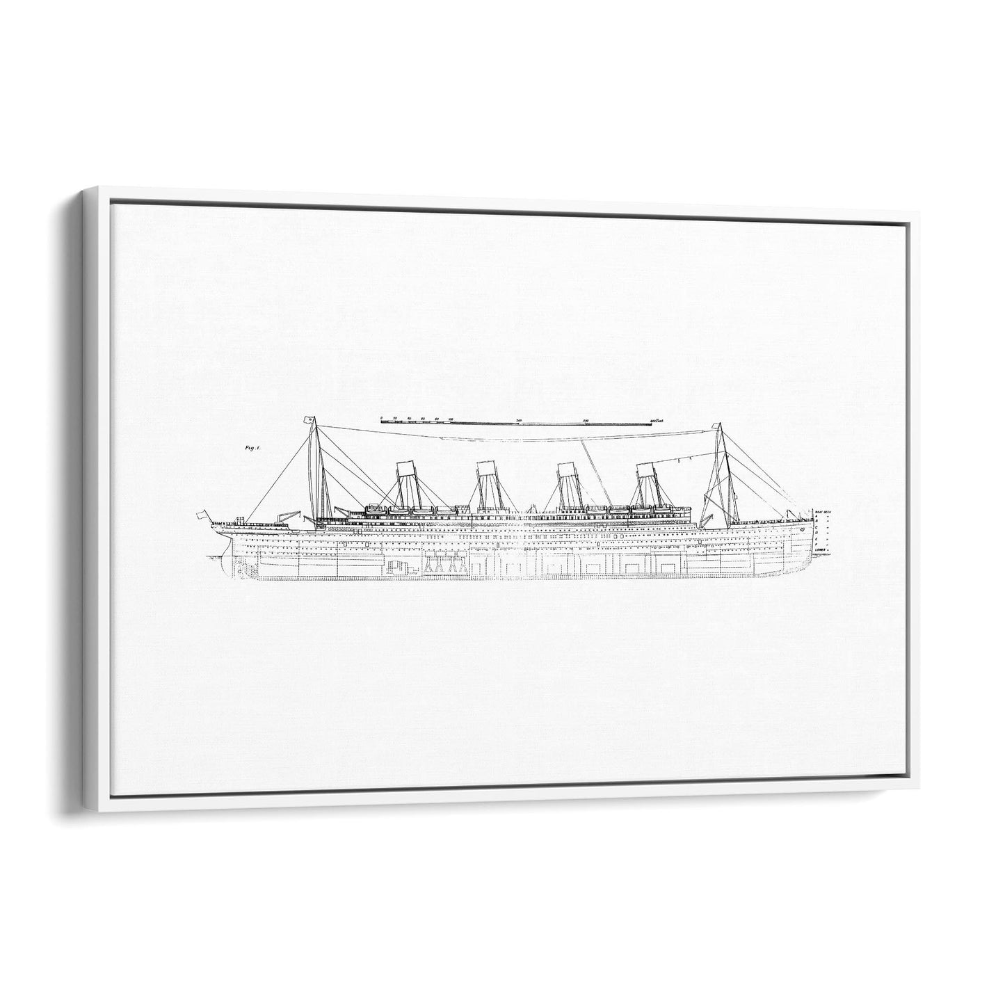 Vintage Titanic Plans Schematic White Wall Art #1 - The Affordable Art Company