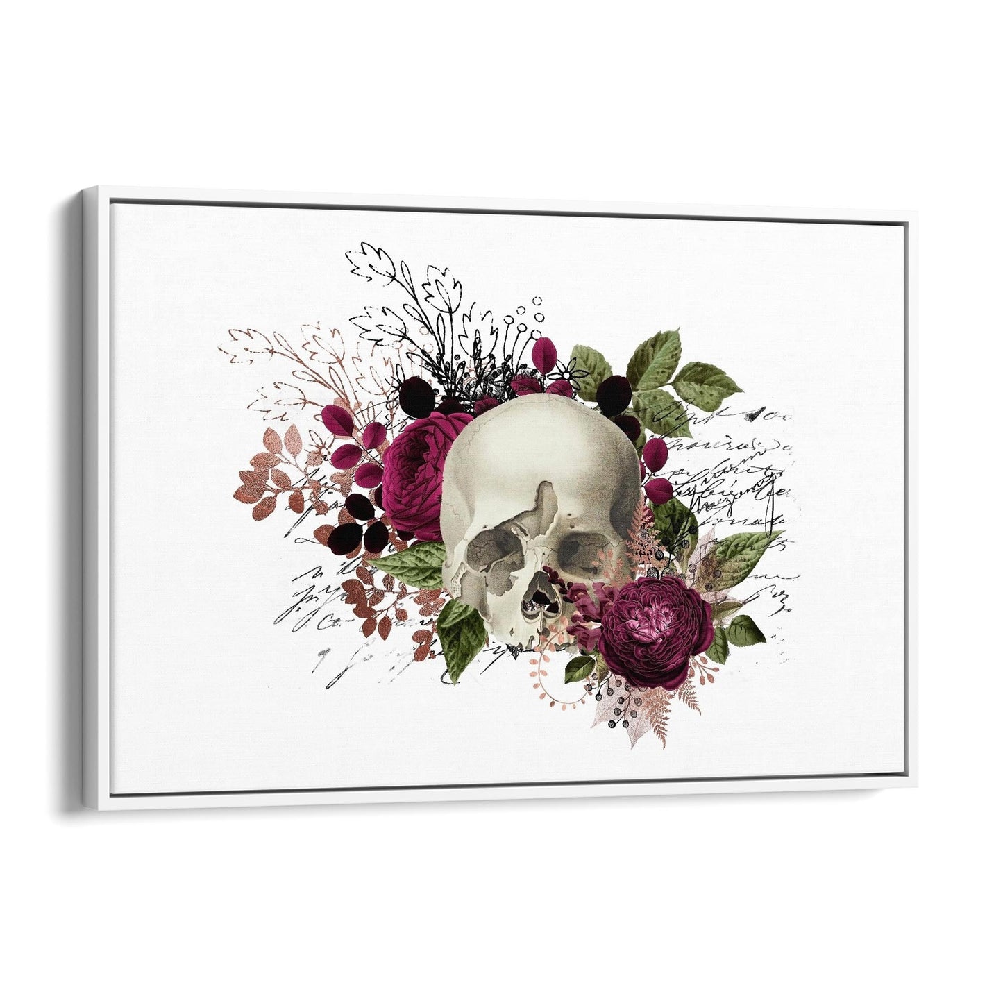 Purple Floral Skull Fashion Girls Bedroom Wall Art #1 - The Affordable Art Company