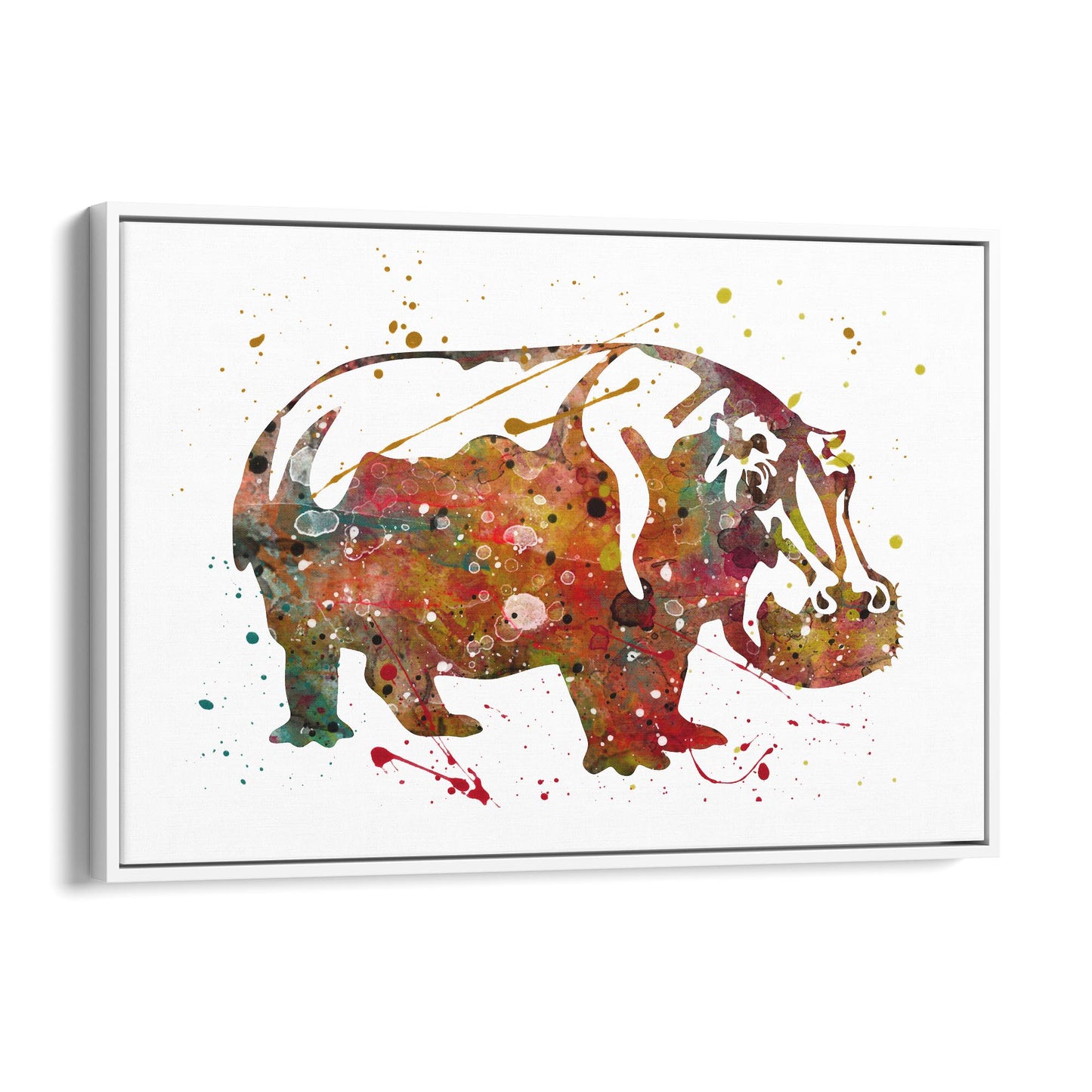 Watercolour Hippo Painting Animal Nursery Wall Art - The Affordable Art Company