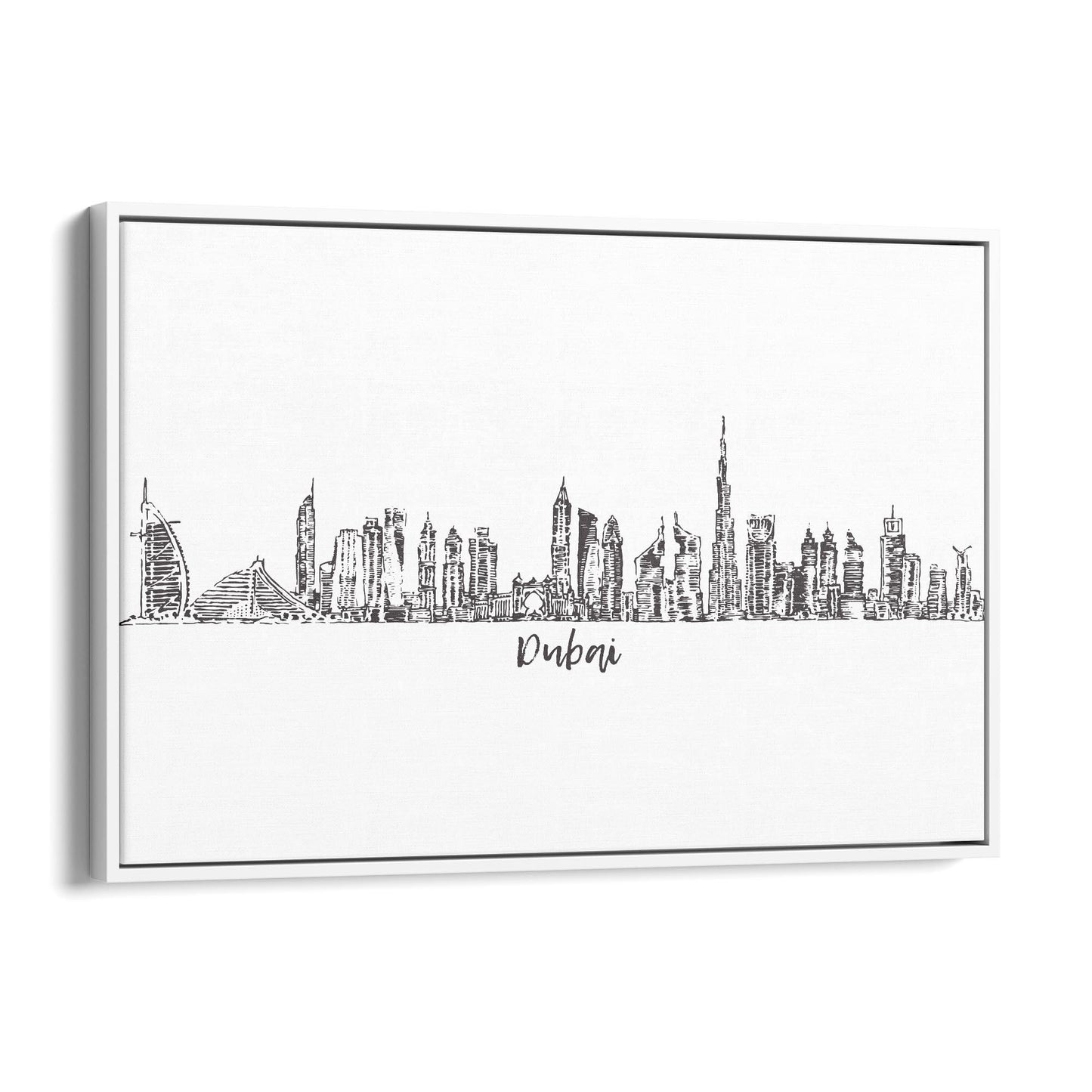 Dubai UAE Cityscape Drawing Minimal Wall Art - The Affordable Art Company