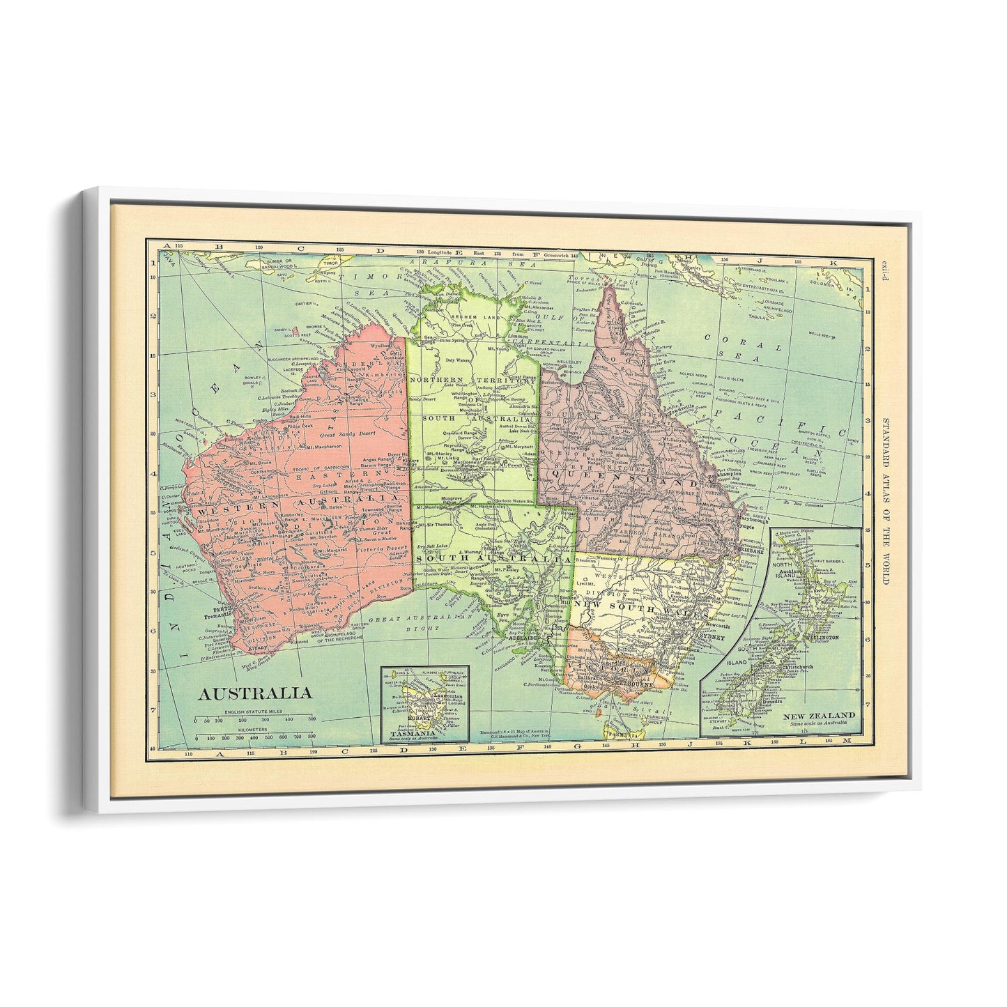 Vintage Australia Old Map Wall Art - The Affordable Art Company