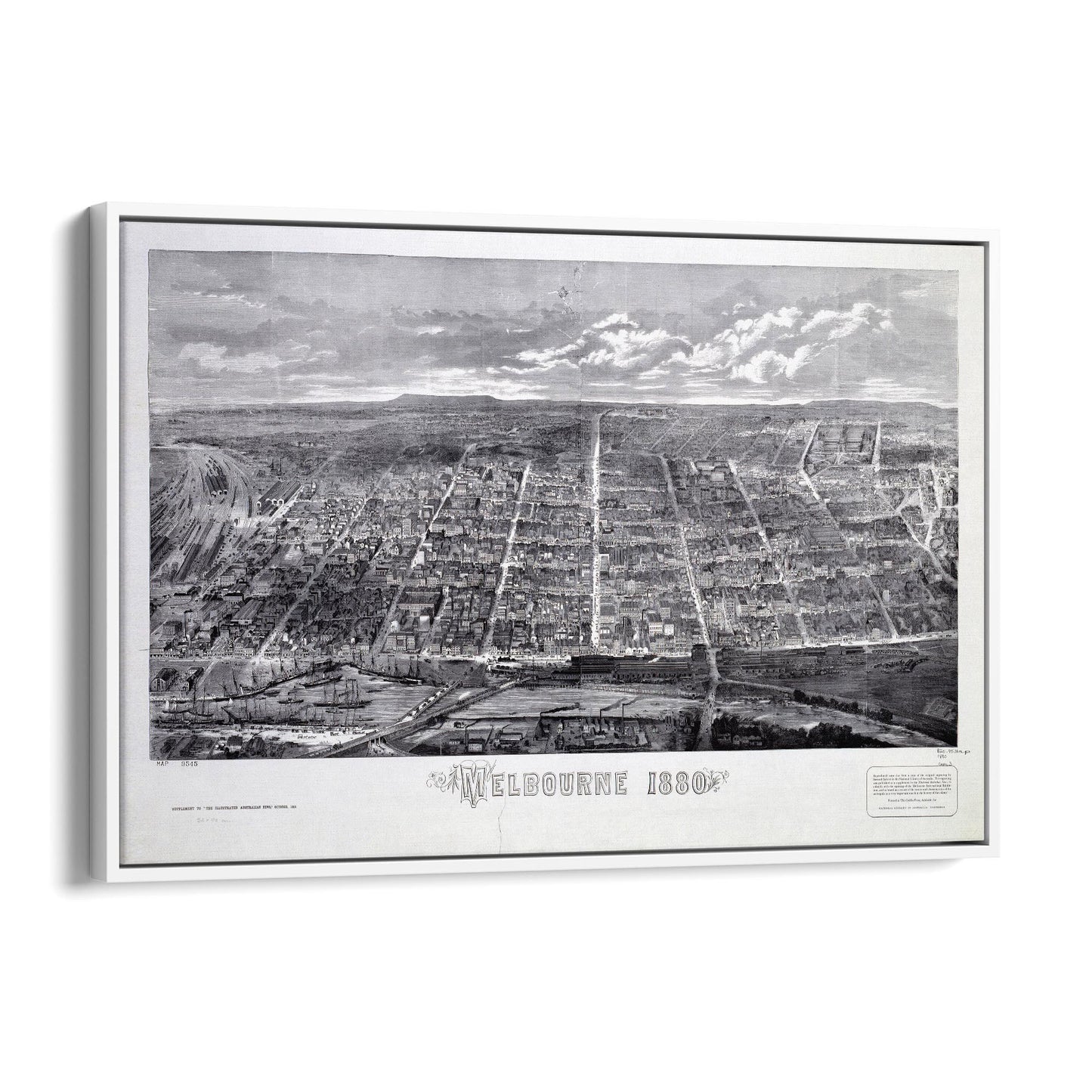 Melbourne City Vintage Drawing Wall Art - The Affordable Art Company