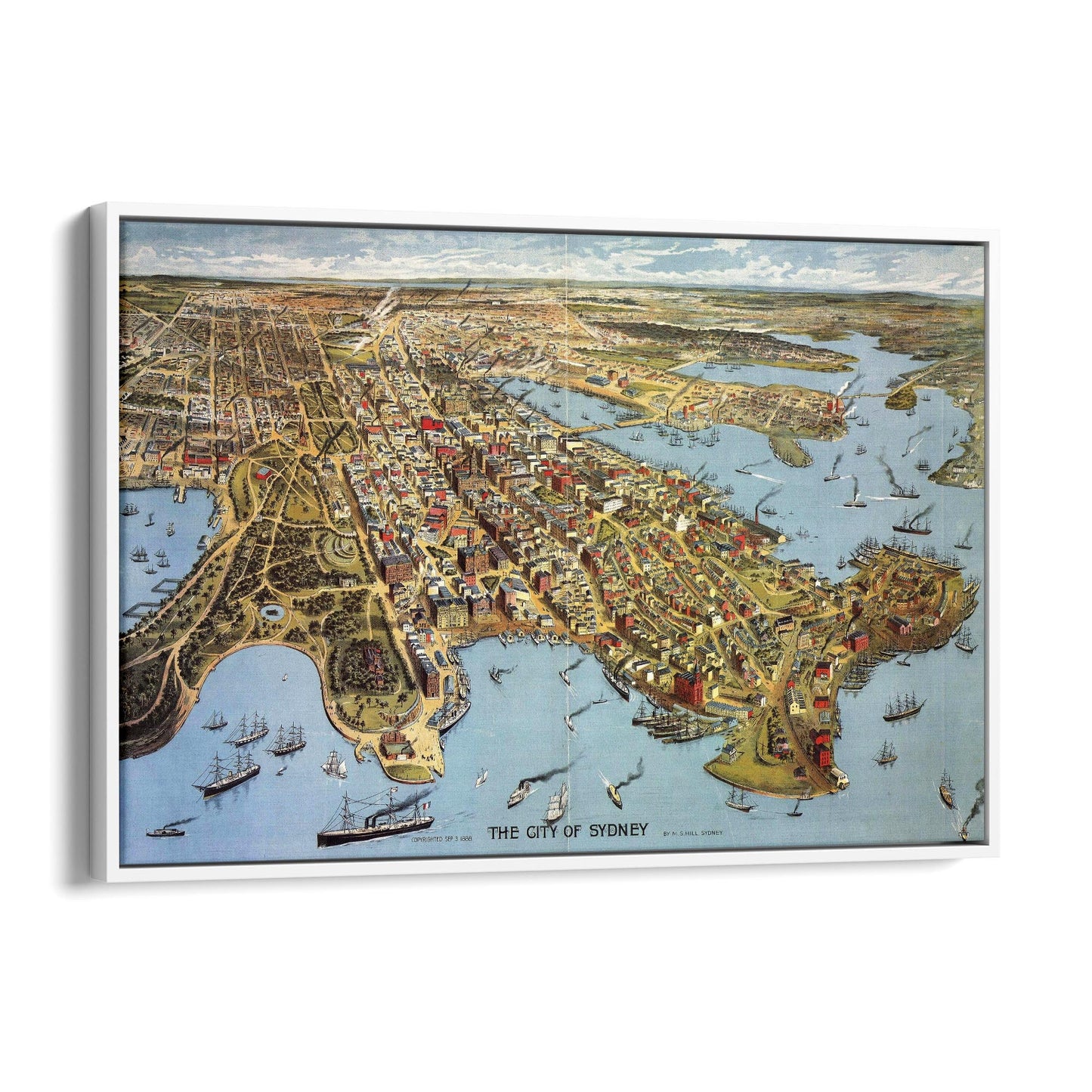 Vintage Sydney Map New South Wales Wall Art - The Affordable Art Company