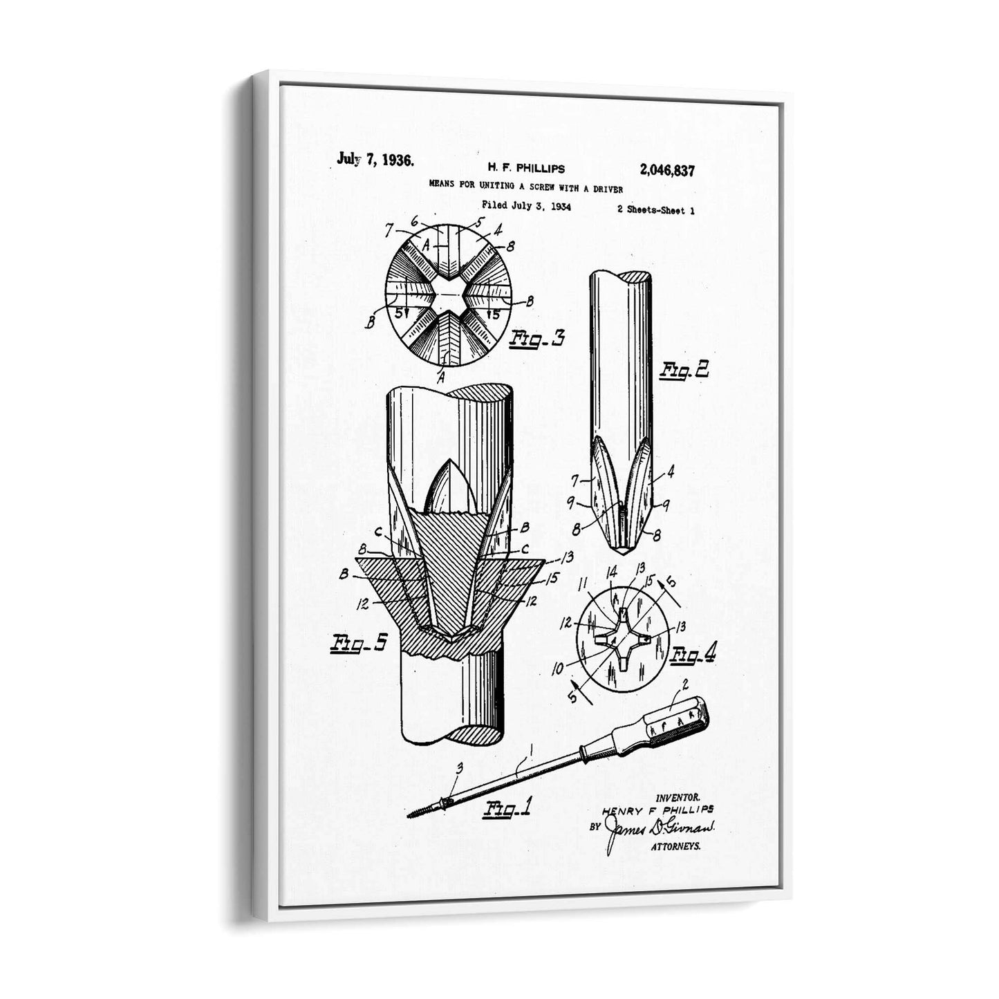 Vintage Phillips Screwdriver Patent Garage Wall Art #2 - The Affordable Art Company