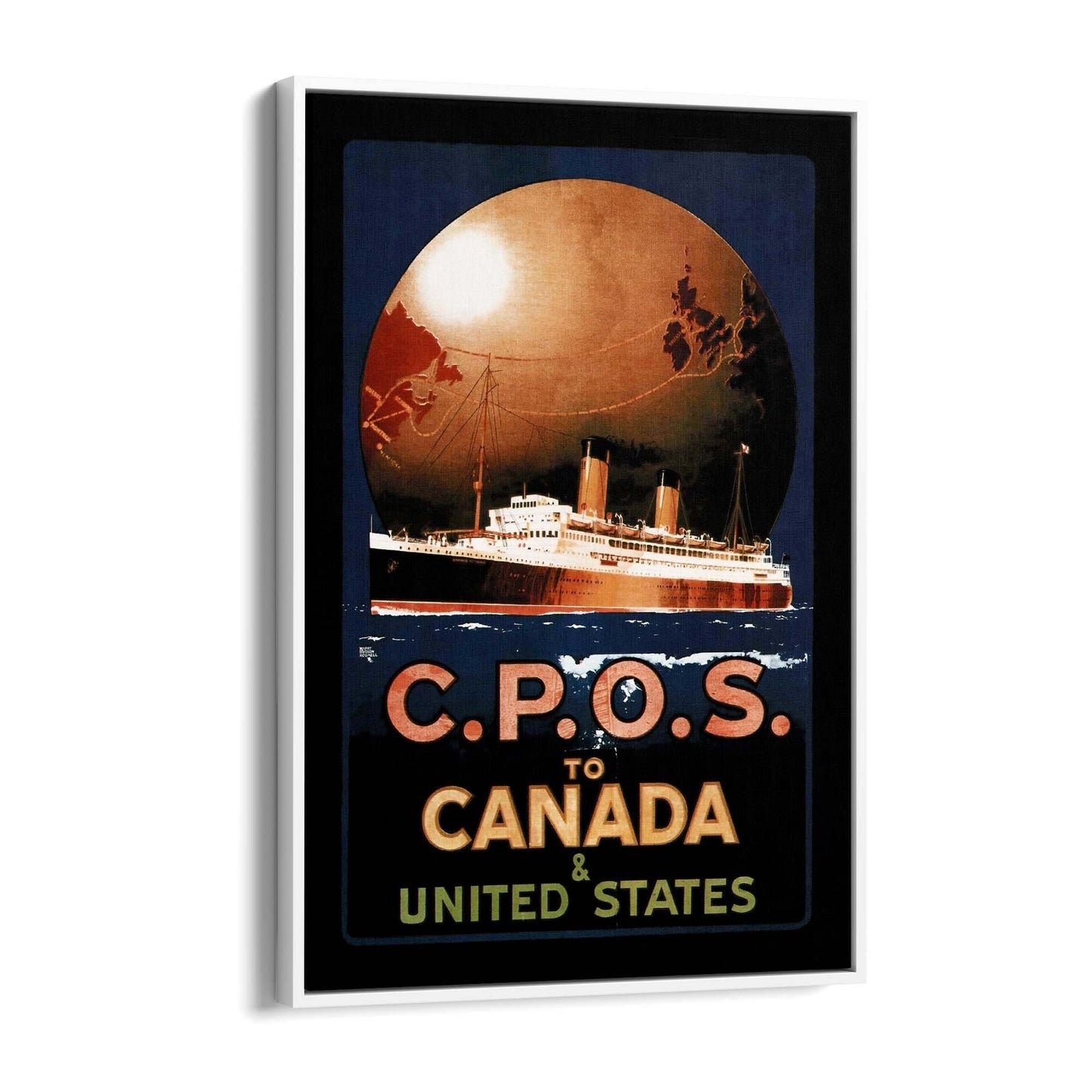 CPOS to Canada Vintage Shipping Advert Wall Art - The Affordable Art Company