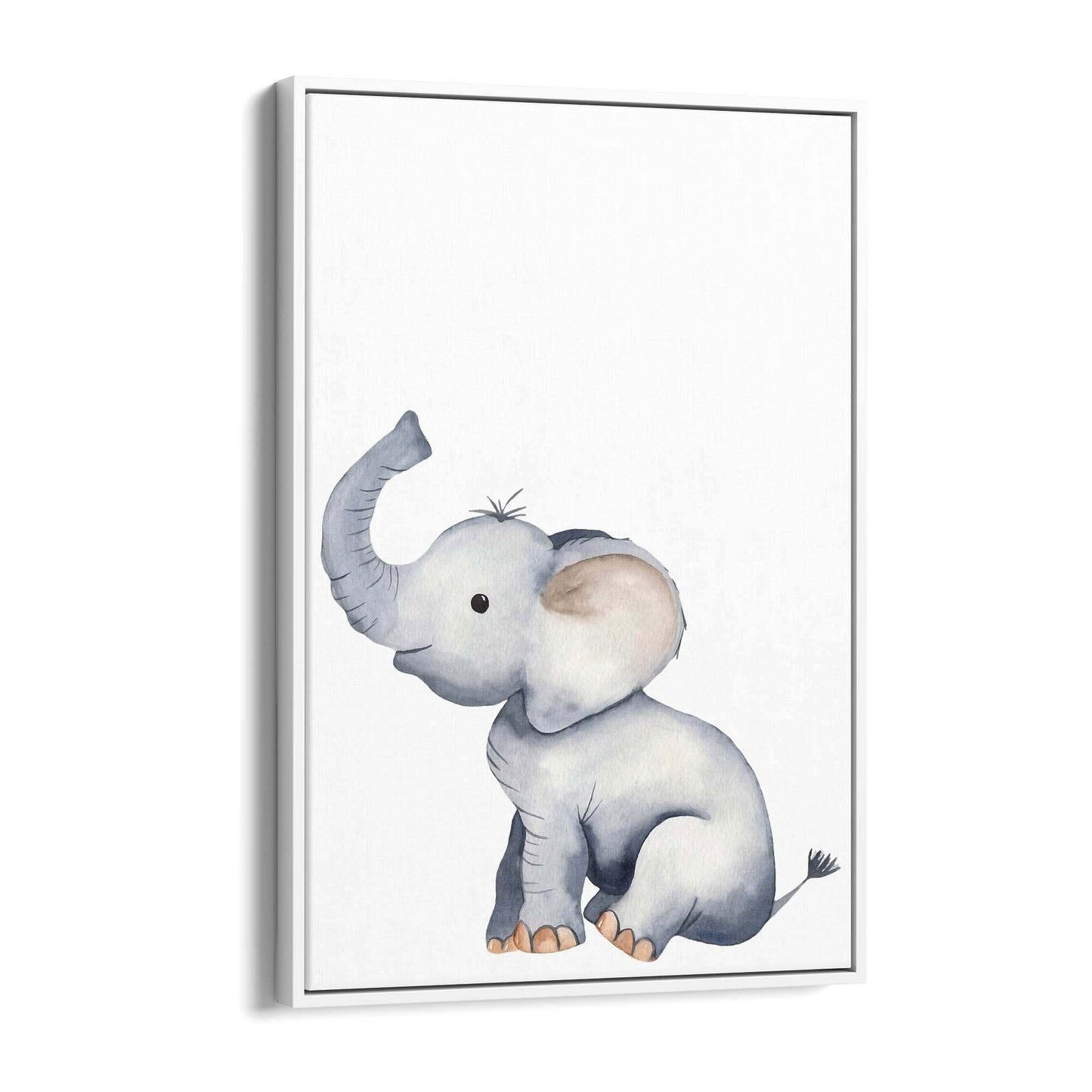 Cartoon Elephant Cute Nursery Baby Animal Wall Art #1 - The Affordable Art Company