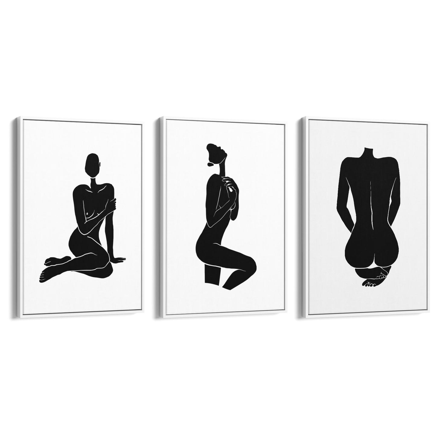 Set of 3 Nude Silhouette Abstract Woman Wall Art - The Affordable Art Company
