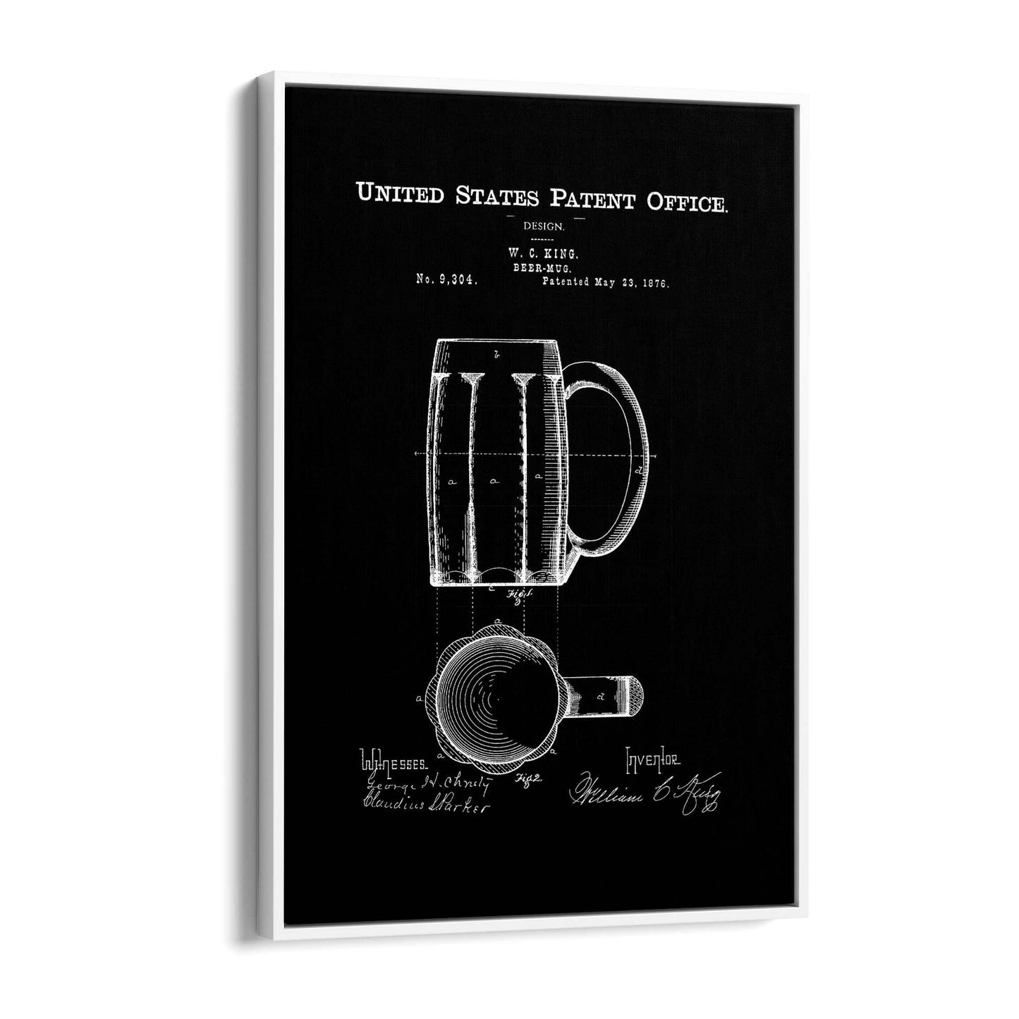 Vintage Beer Mug Patent Man Cave Gift Wall Art #1 - The Affordable Art Company
