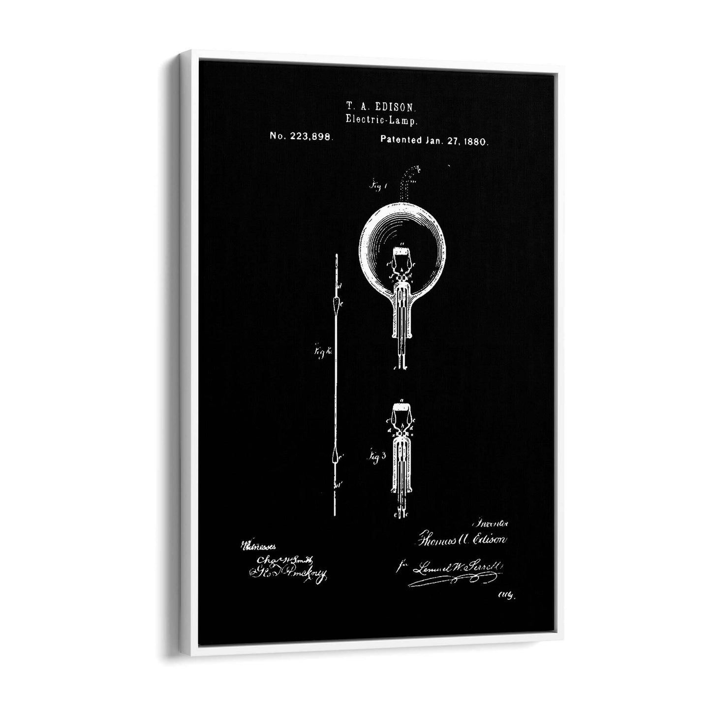 Vintage Edison Light Bulb Patent Wall Art #1 - The Affordable Art Company