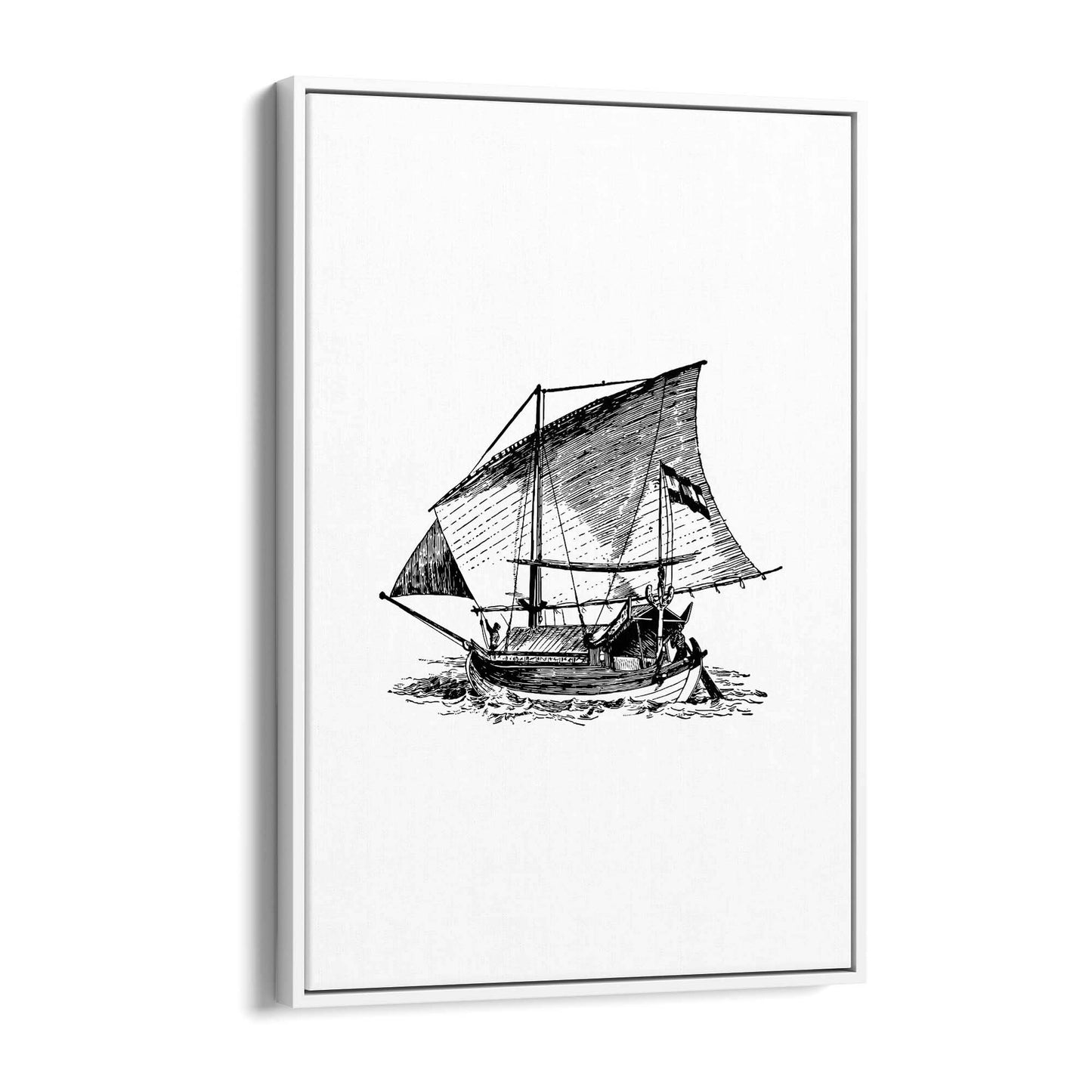 Sail Boat Coastal Drawing Nautical Coast Wall Art #1 - The Affordable Art Company