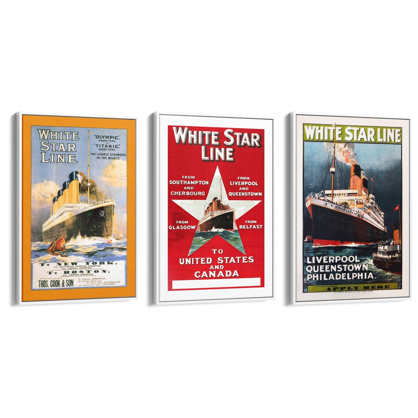 Set of Vintage White Star Line Advert Wall Art - The Affordable Art Company