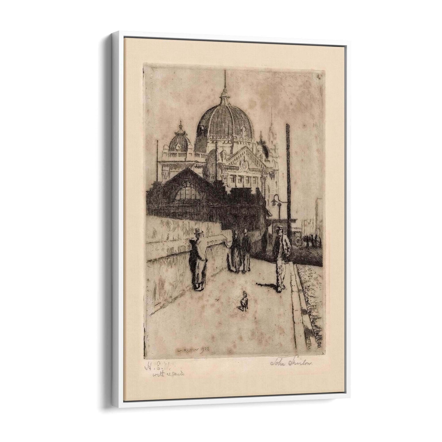 Flinders St Station Melbourne Vintage Drawing Art #2 - The Affordable Art Company