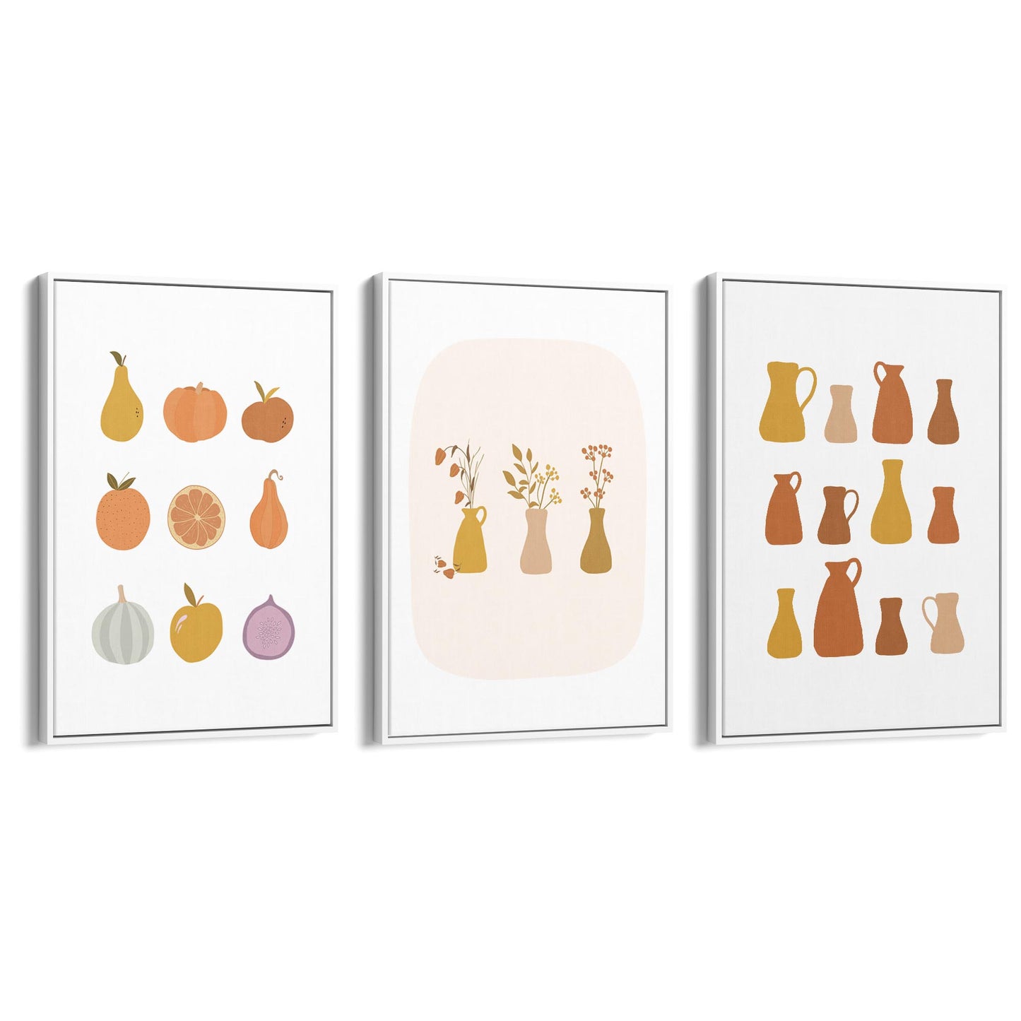 Set of 3 Terracotta Abstract Kitchen Wall Art - The Affordable Art Company