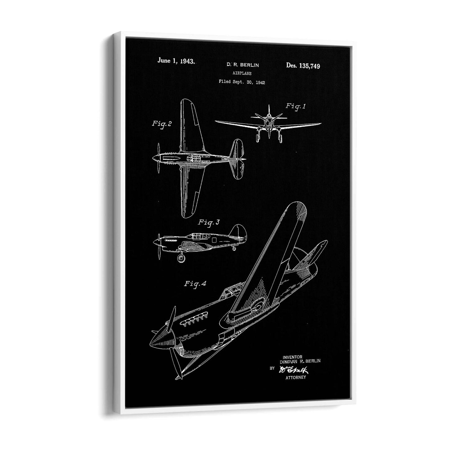 Airplane Patent Vintage Minimal Man Cave Wall Art #6 - The Affordable Art Company