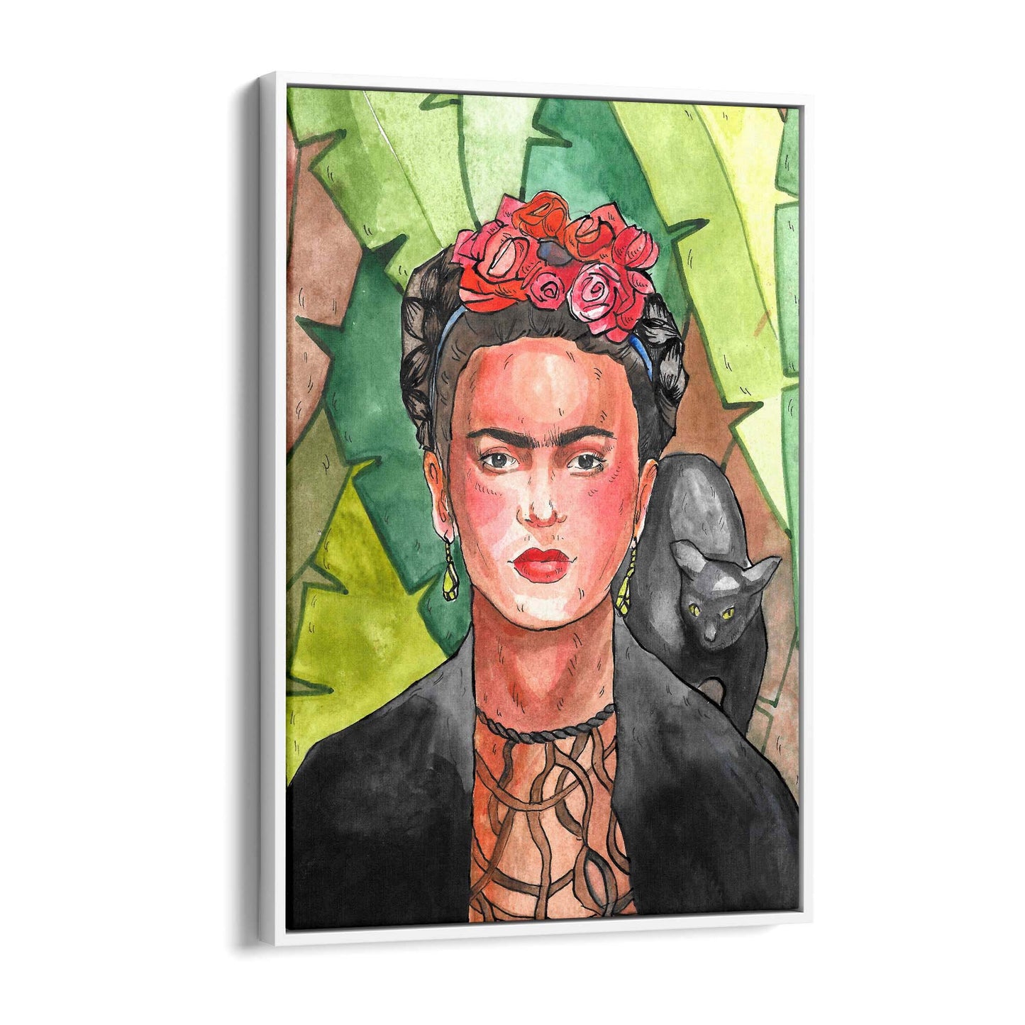 Frida Kahlo Jungle Cat Painting Fashion Wall Art - The Affordable Art Company