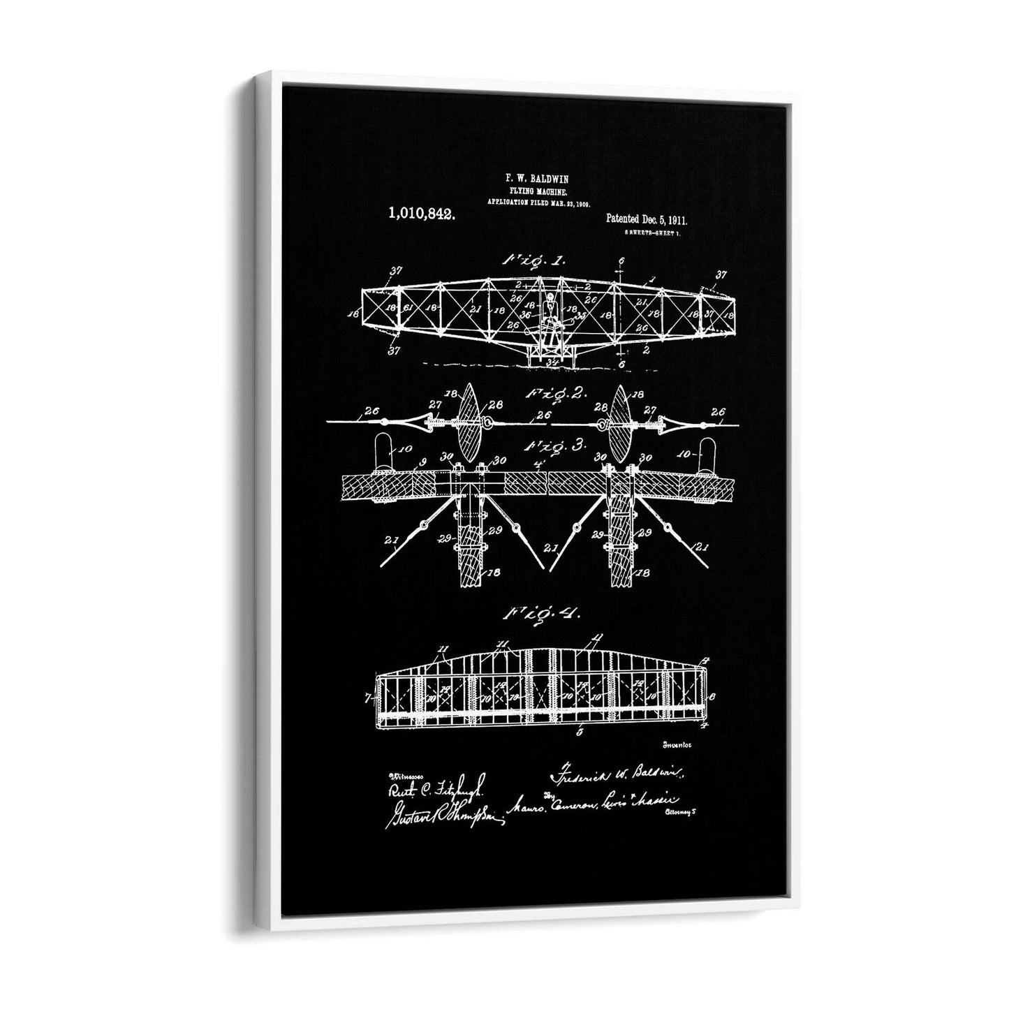 Airplane Patent Vintage Minimal Man Cave Wall Art #1 - The Affordable Art Company