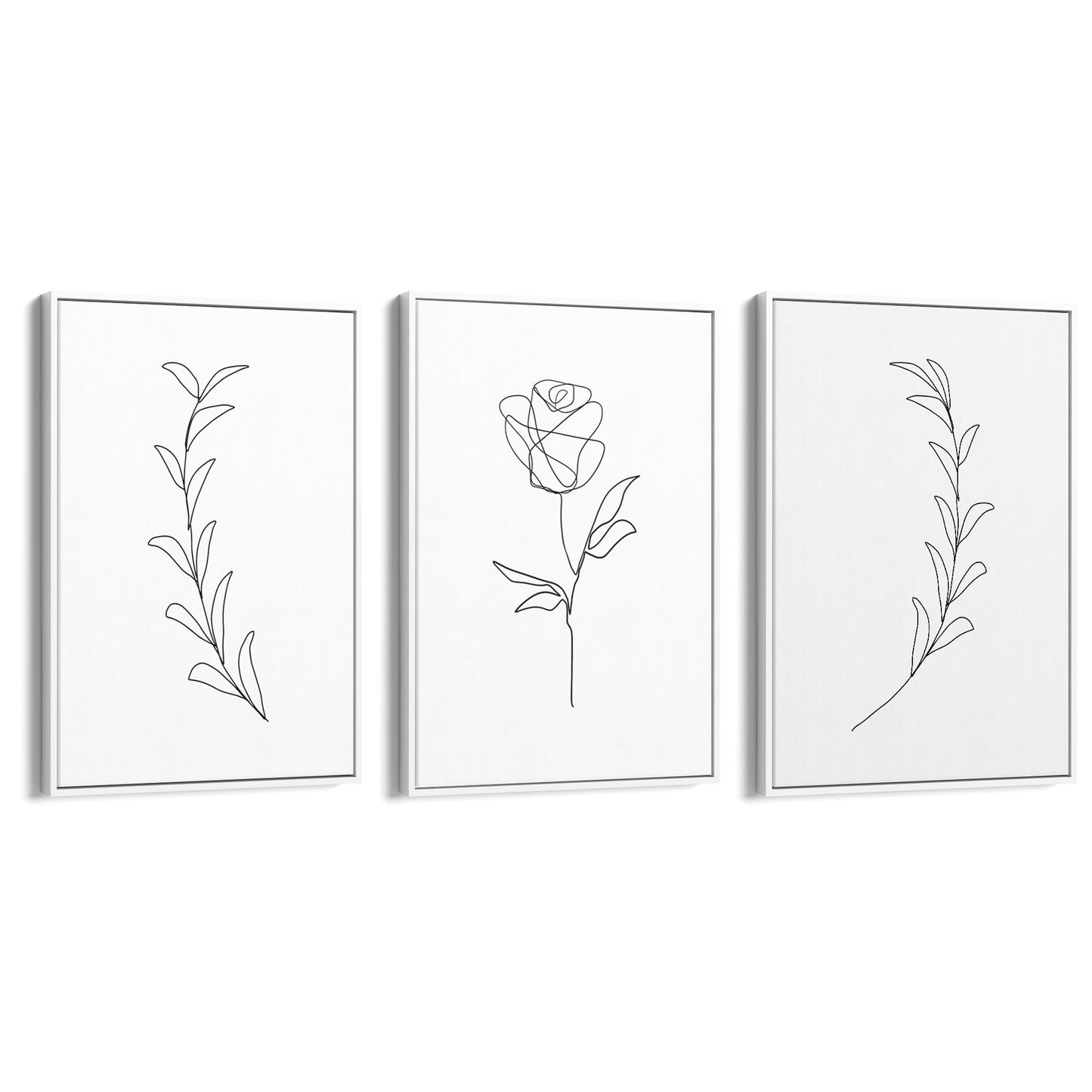 Set of Minimal Flower Line Drawings Wall Art #3 - The Affordable Art Company