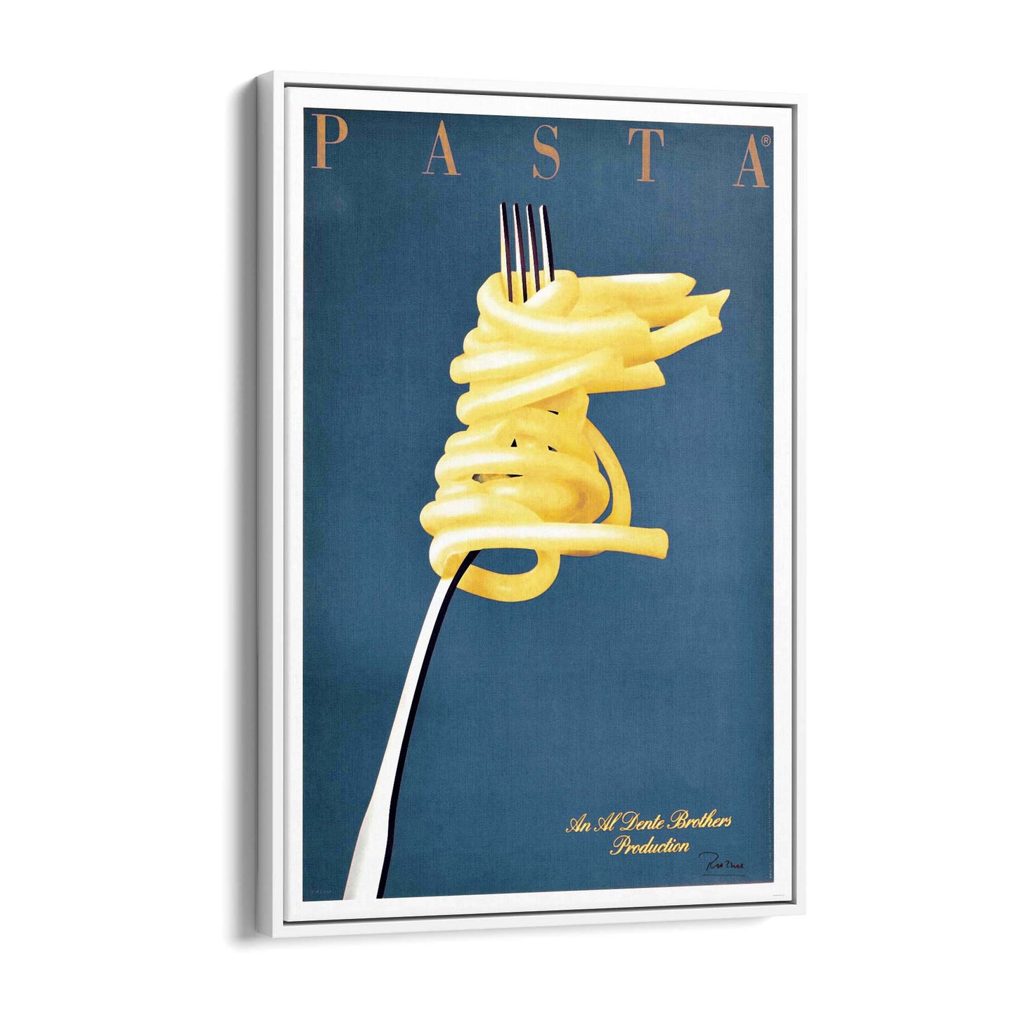 Blue Italian Pasta Vintage Advert Restaurant Wall Art - The Affordable Art Company