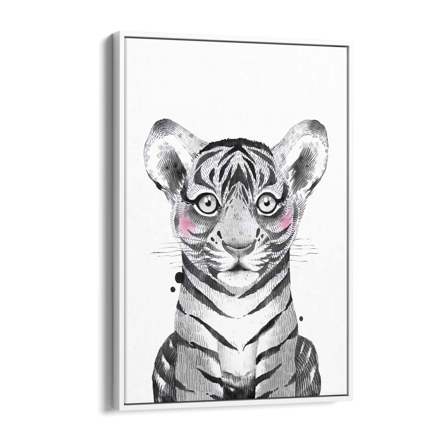 Cute Blushing Baby Tiger Nursery Animal Wall Art - The Affordable Art Company