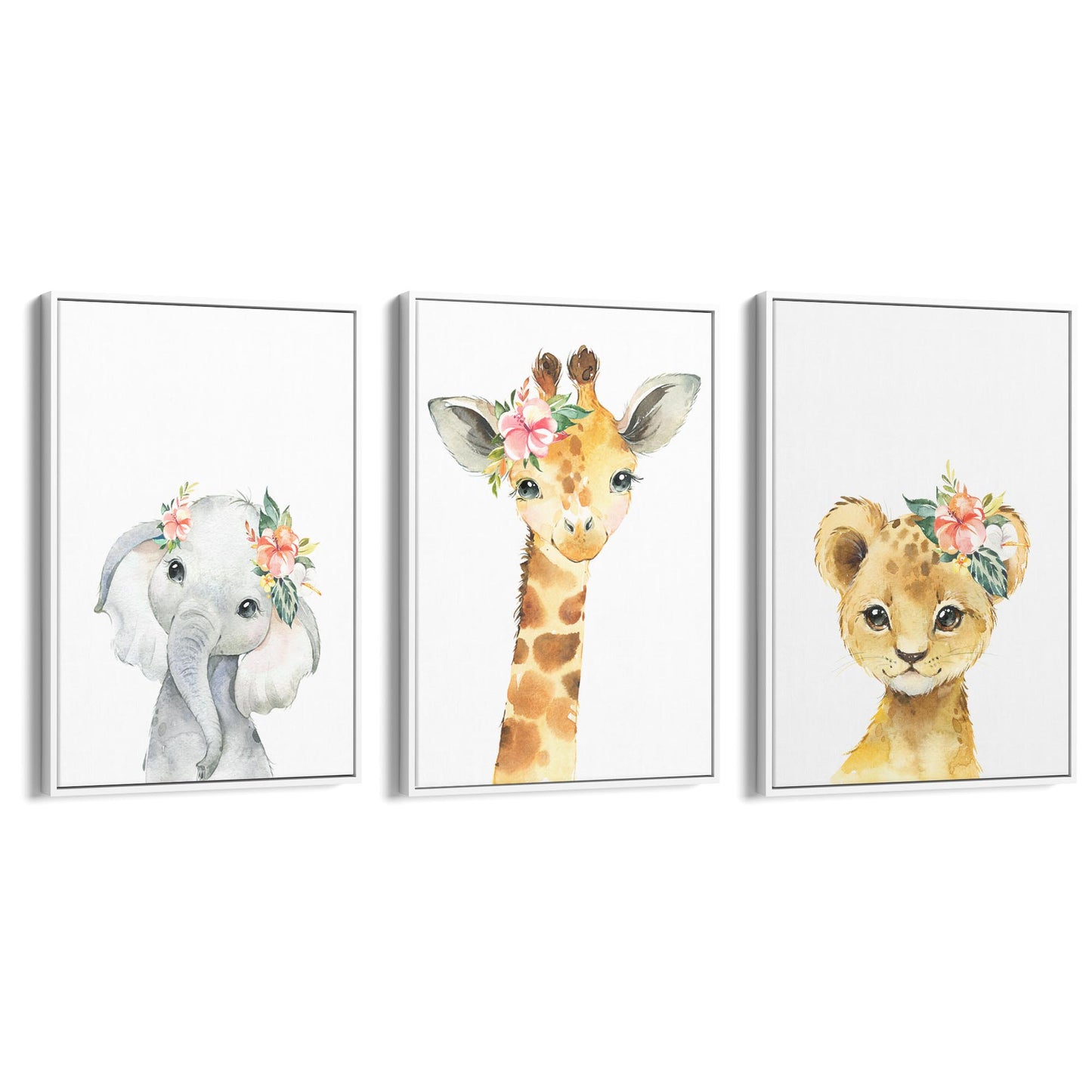 Set of Cute Baby Safari Animals Nursery Wall Art #3 - The Affordable Art Company