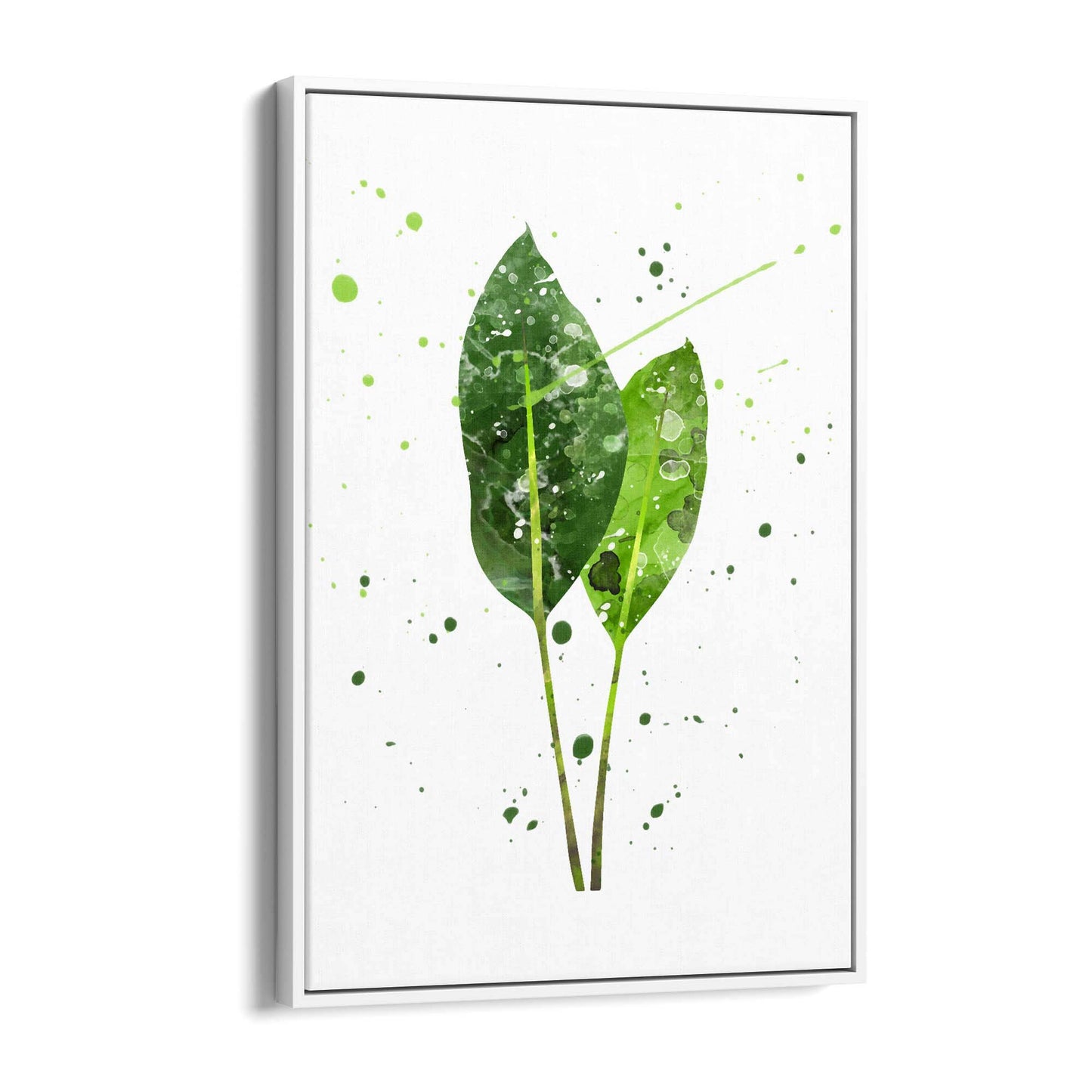 Green Leaf Nature Minimal Painting Wall Art - The Affordable Art Company
