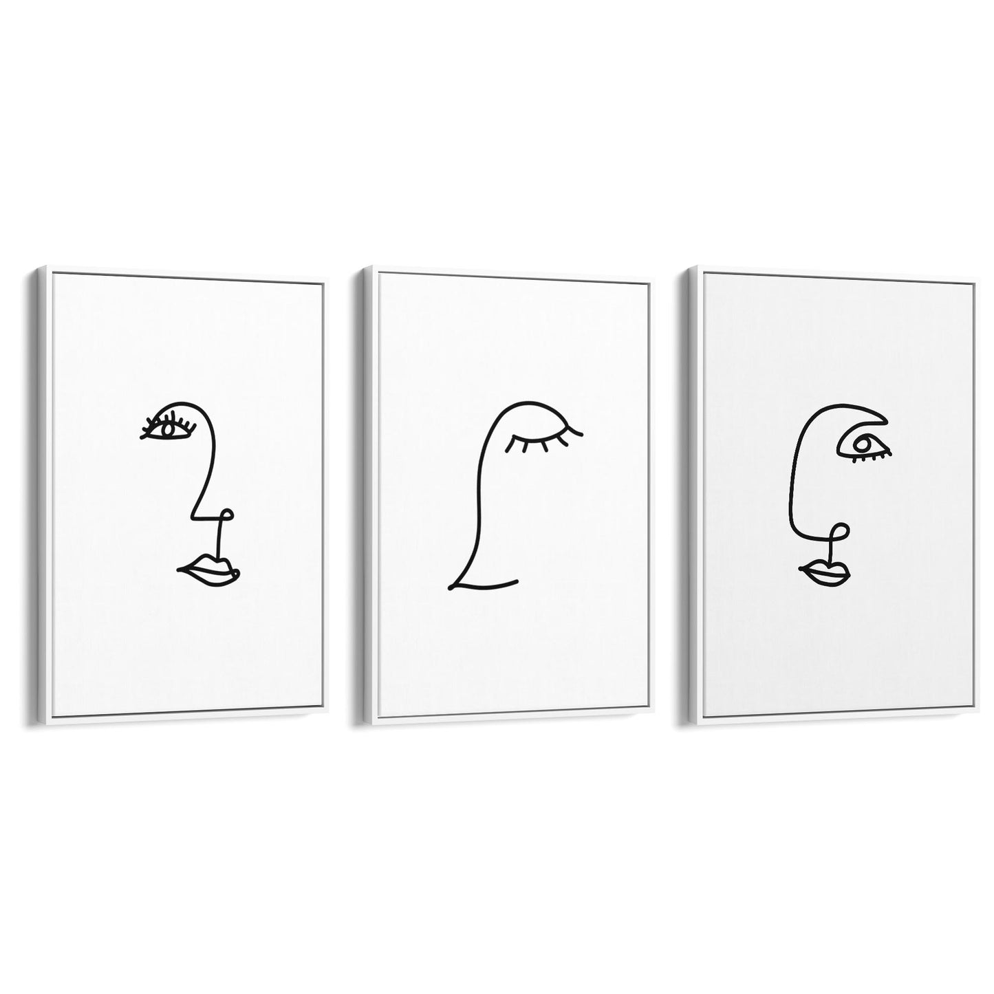 Set of Face Line Drawings Abstract Style Wall Art #2 - The Affordable Art Company