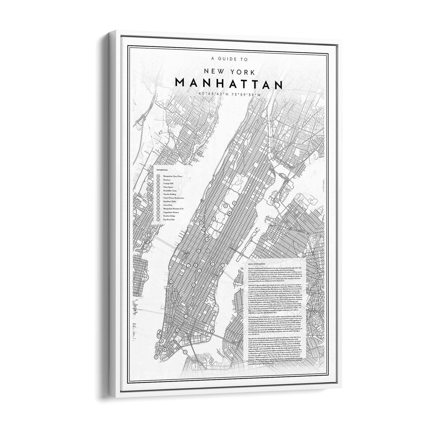 Minimal Manhattan Detailed Map New York Wall Art - The Affordable Art Company