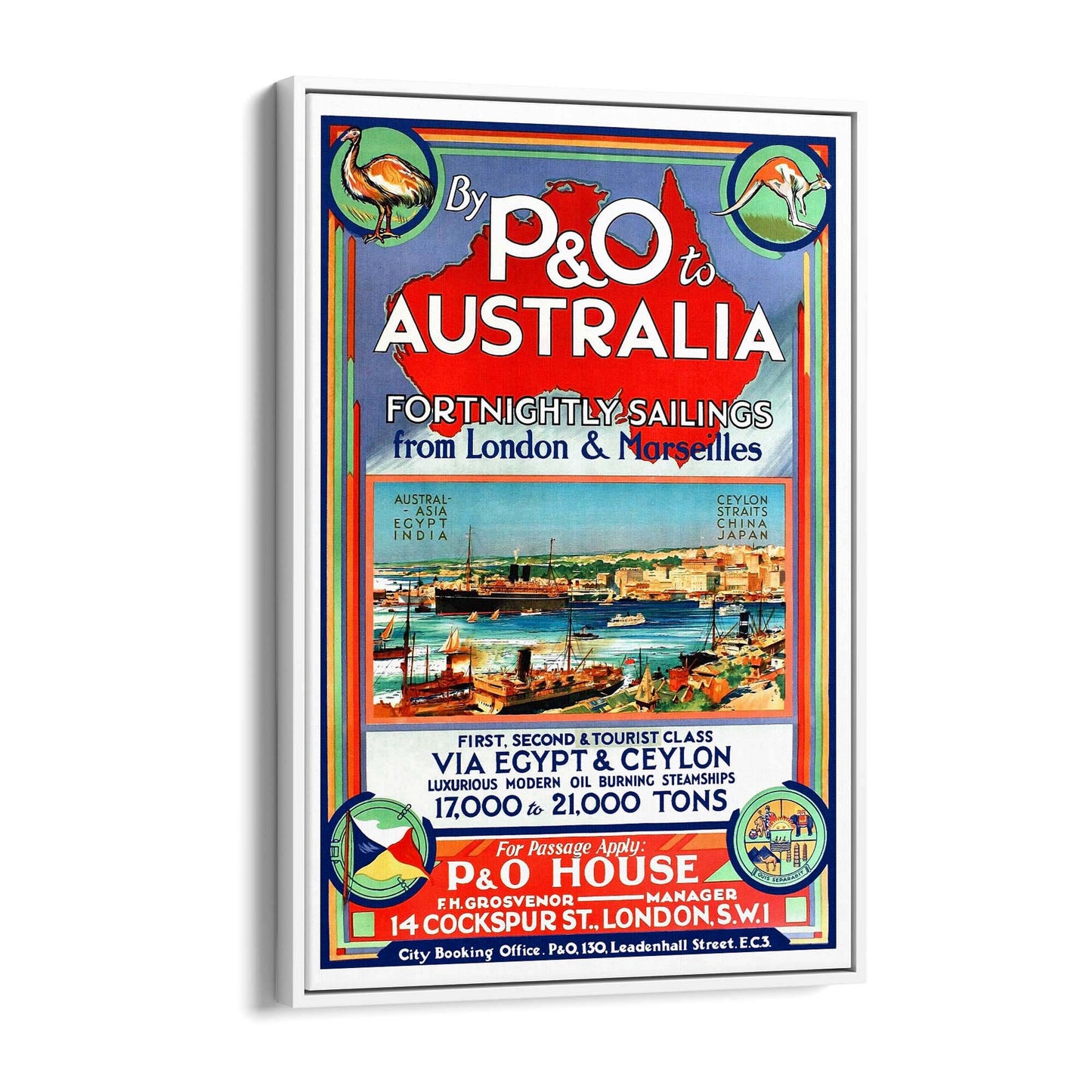 Vintage P&O Australia Travel Wall Art - The Affordable Art Company