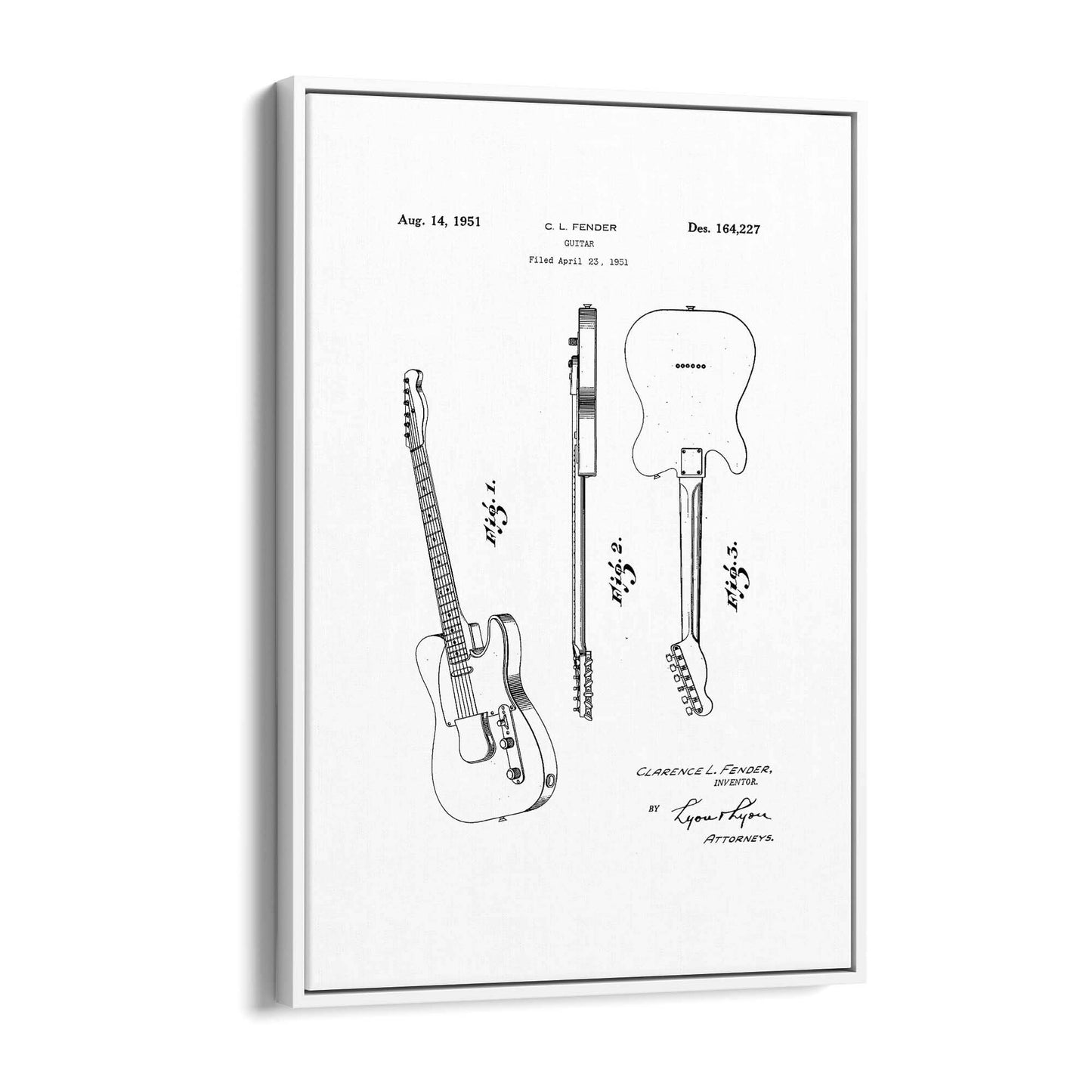 Vintage Telecaster Guitar White Patent Wall Art #2 - The Affordable Art Company