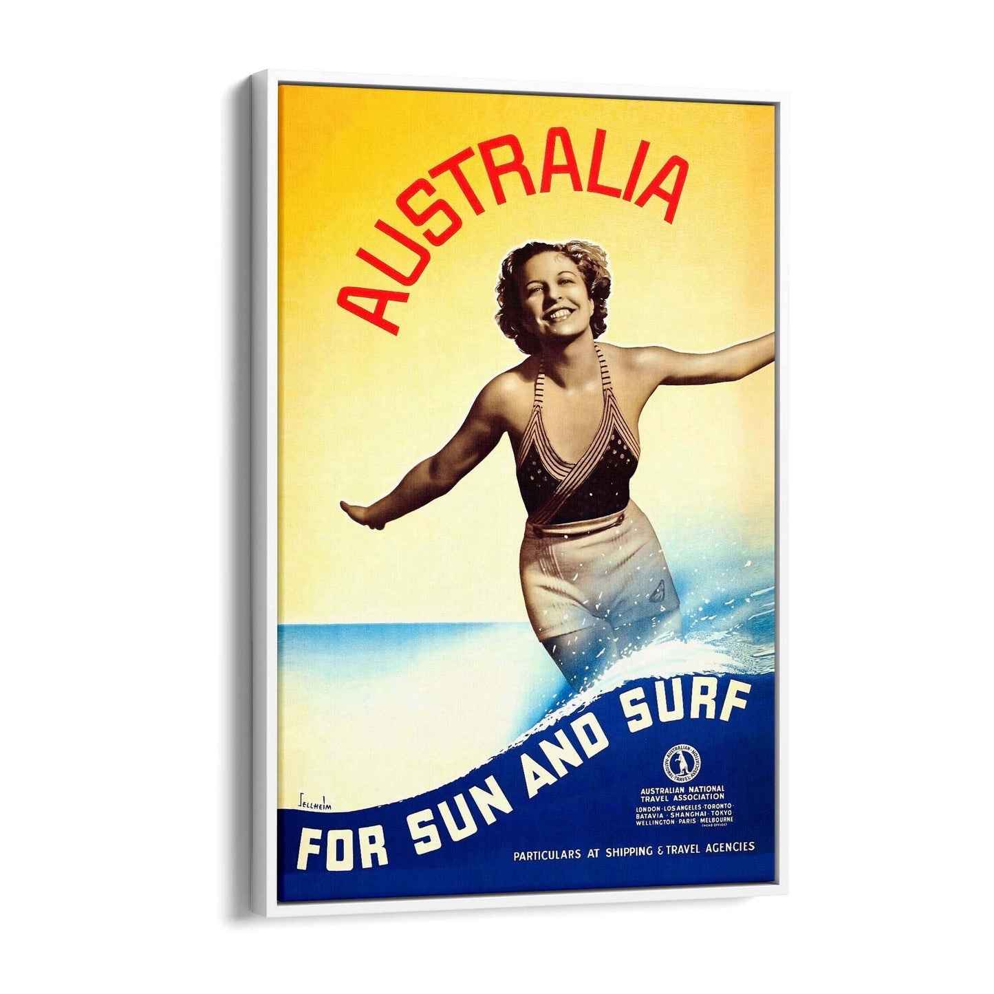Vintage Australia Sun & Surf Travel Advert Wall Art - The Affordable Art Company