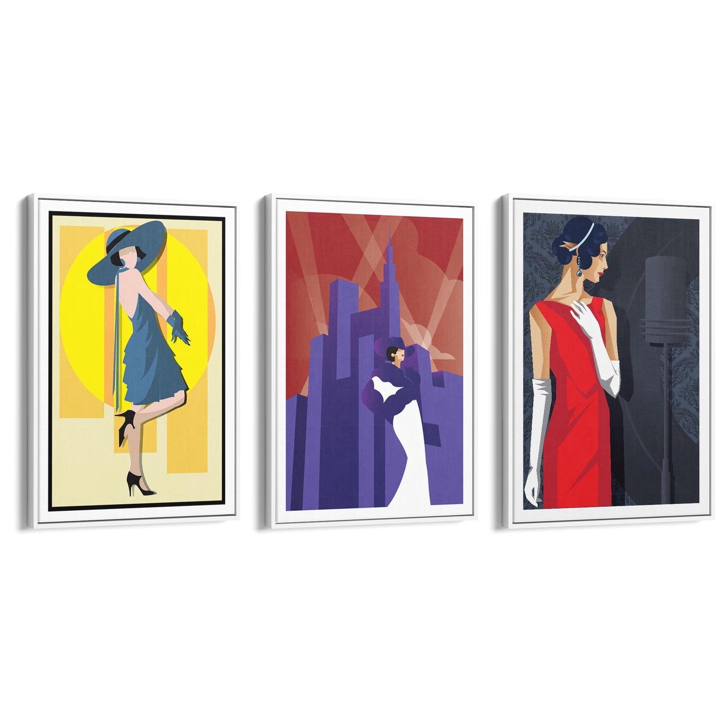 Set of Art Deco Fashion Girls Bedroom Wall Art - The Affordable Art Company