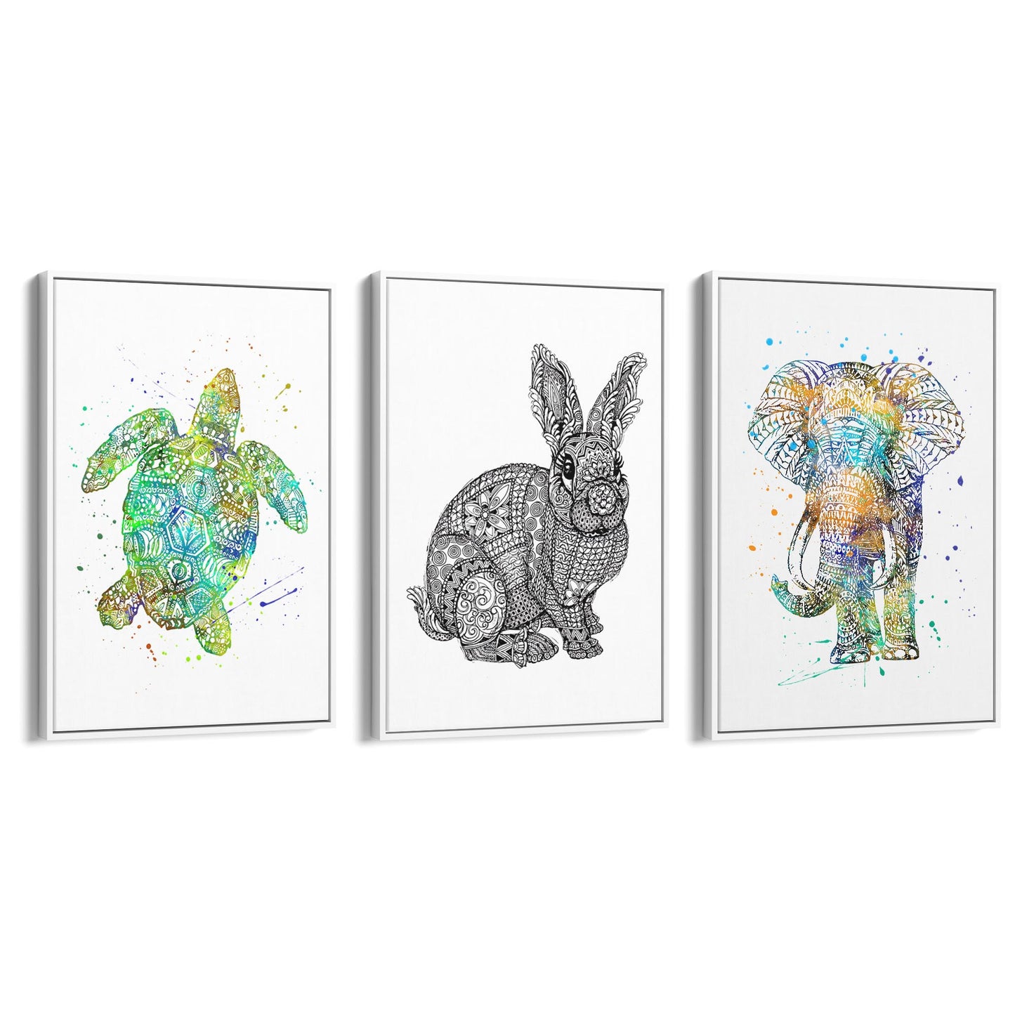 Set of Animal Mandala Pattern Abstract Wall Art #2 - The Affordable Art Company