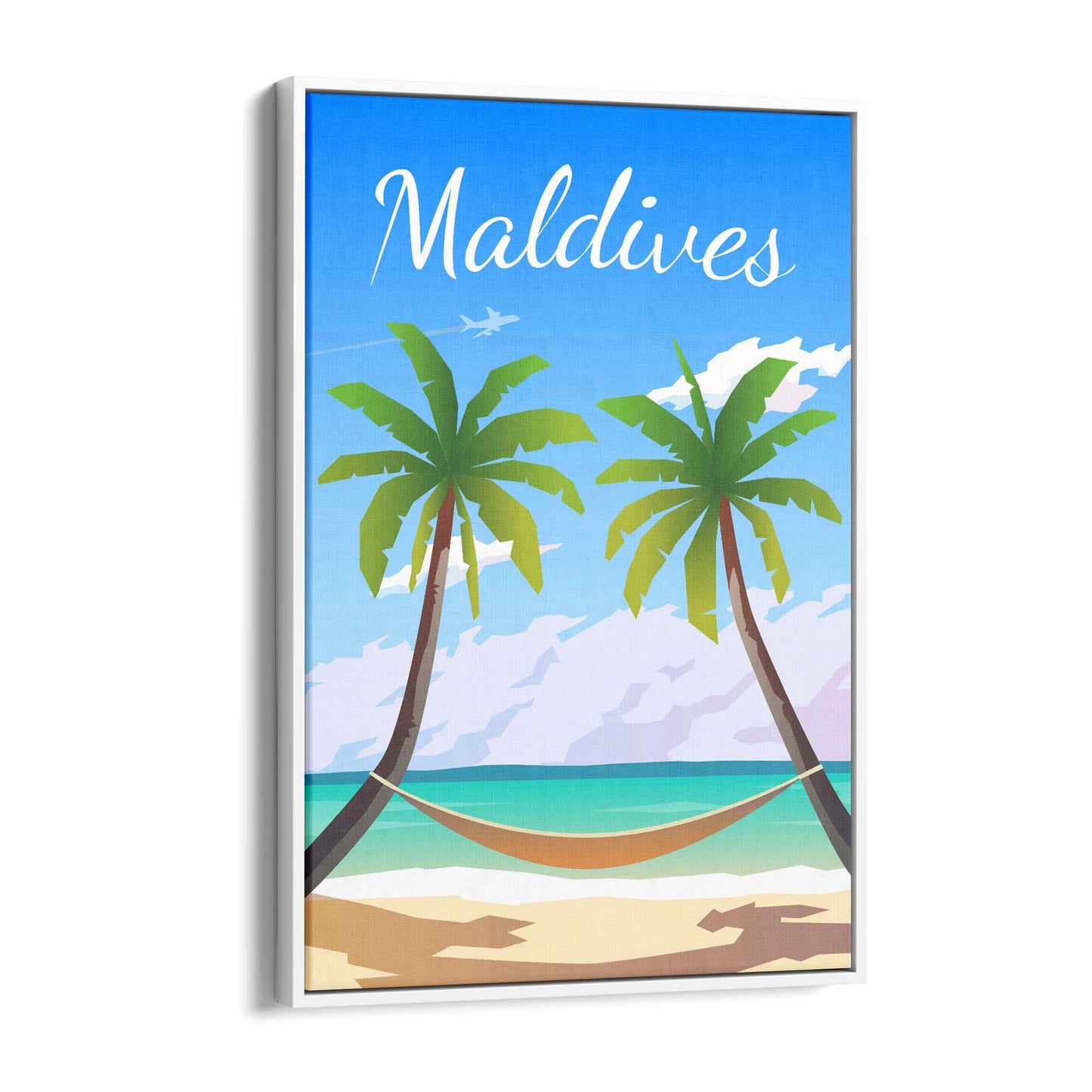 Retro Maldives Tropical Travel Vintage Wall Art - The Affordable Art Company