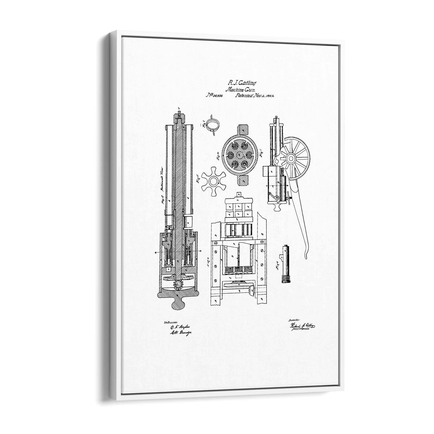 Vintage Machine Gun Patent Wall Art #2 - The Affordable Art Company