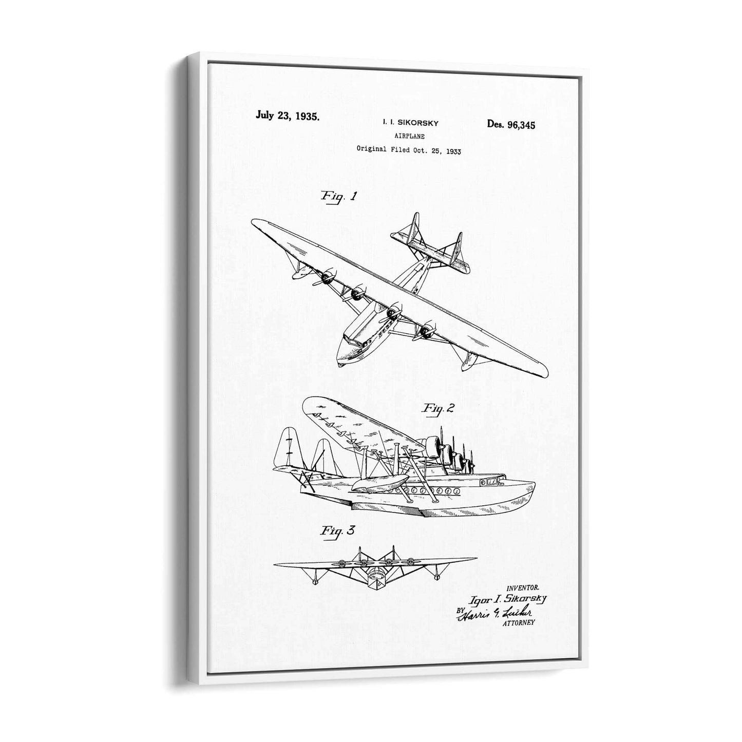 Airplane Patent Vintage Minimal Man Cave Wall Art #11 - The Affordable Art Company